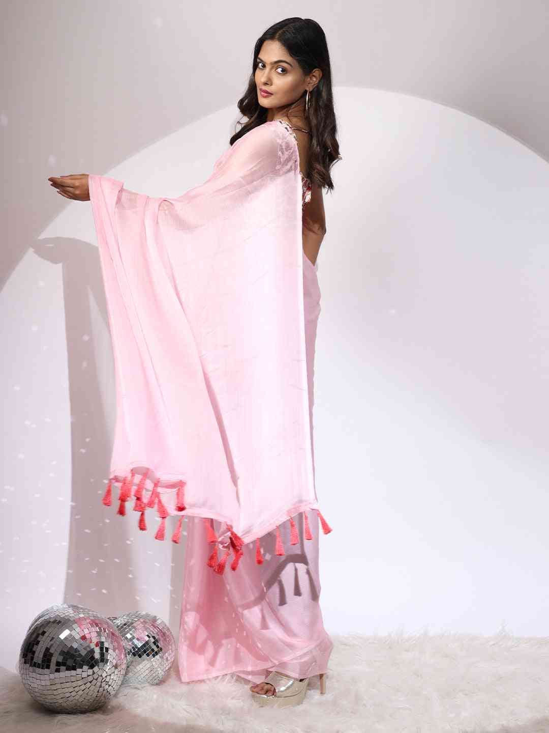 Chiffon Dual Tone Party Wear Design Saree by My Store