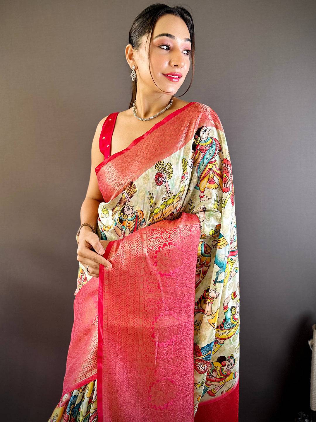 Light Green Kanchi Kalamkari Saree by My Store