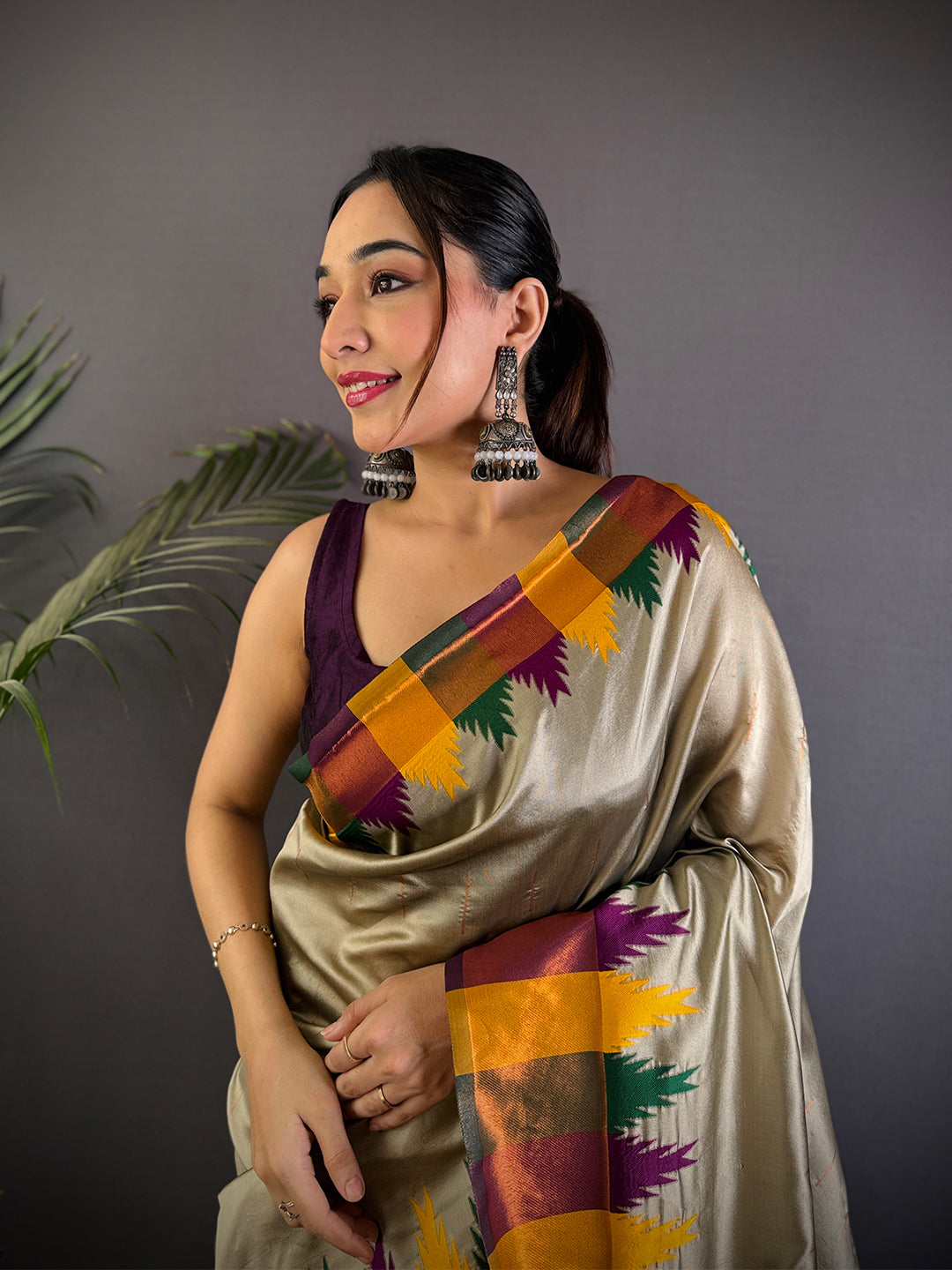 Pista Copper Radiance Katan Silk Saree by My Store