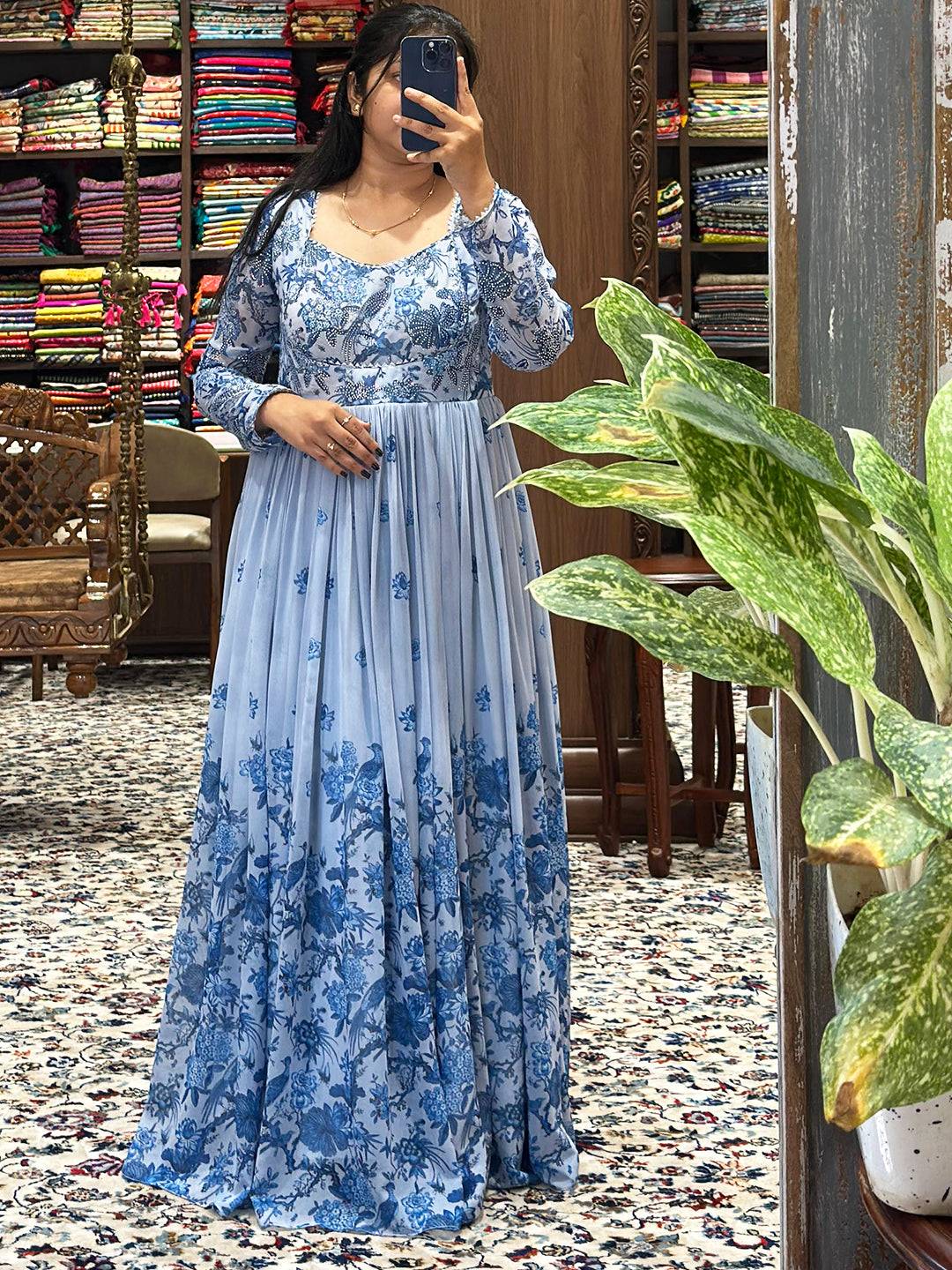 Serene Azure Blossom Party Dress by My Store