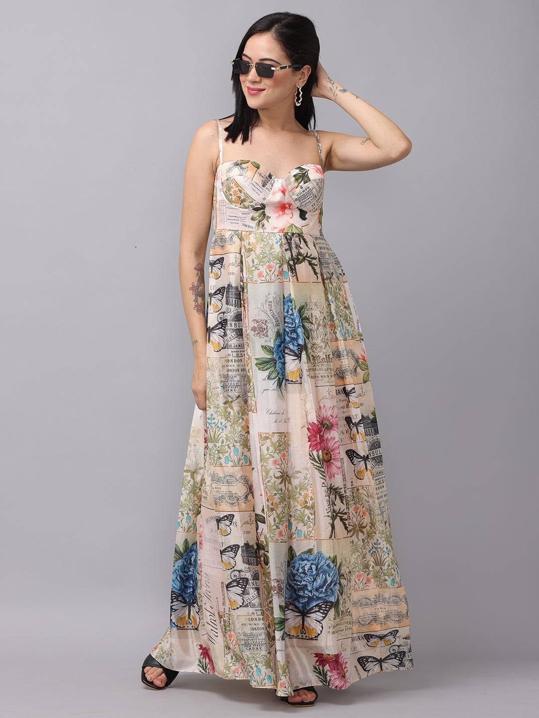 Sweetheart Neck Multi Color Dress by My Store