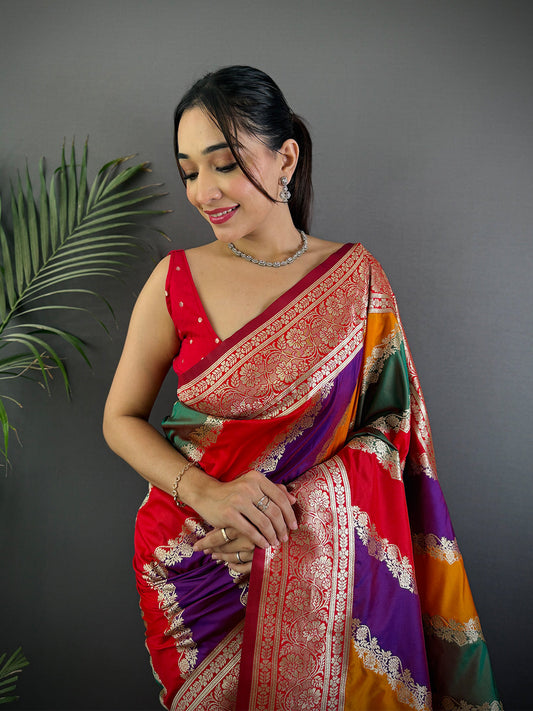 Heritage Banarasi Katan Silk Zari Weaving Saree by My Store