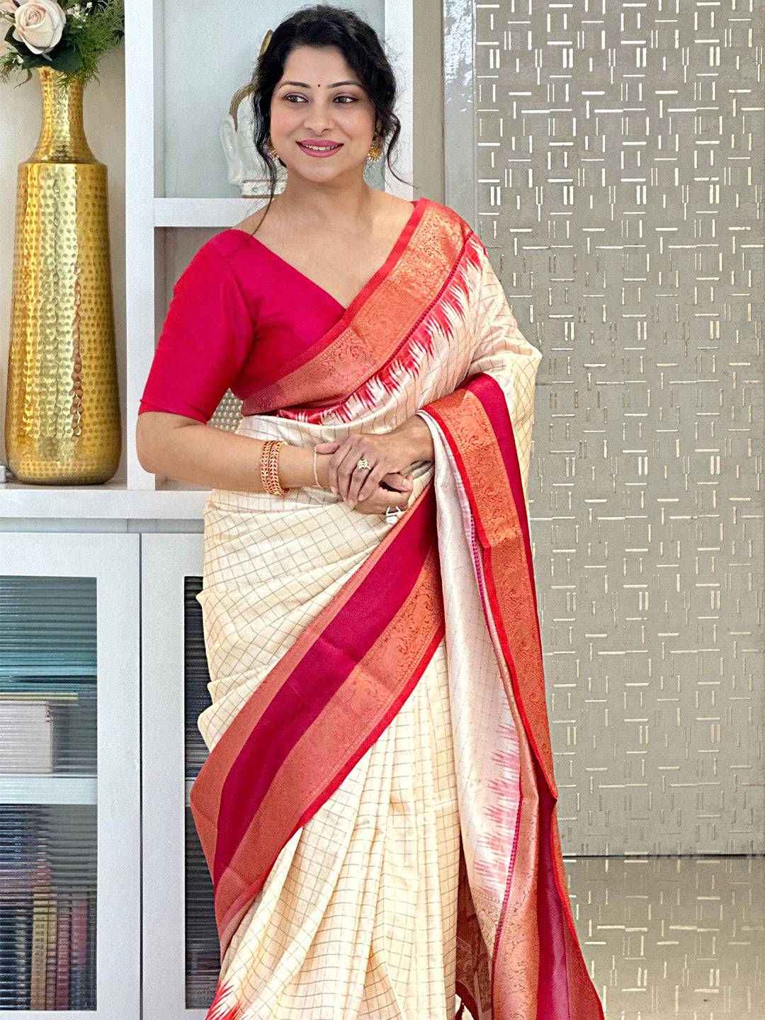 Pink Banarasi Silk Gadwal Pattu Saree