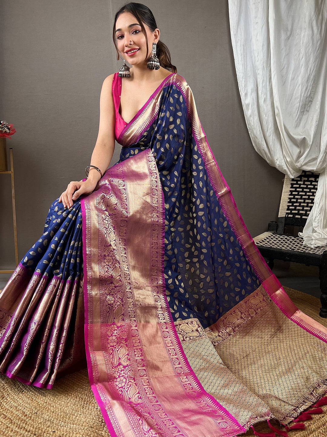Stylish Banarasi Kanchi Zari Weaving Saree
