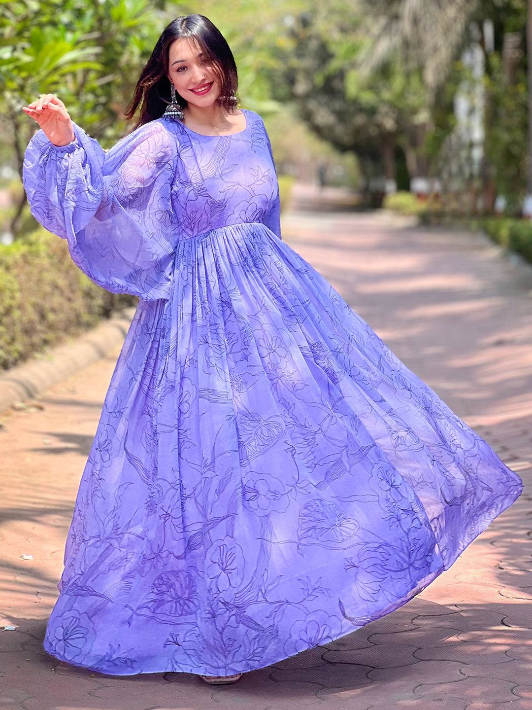 Slate Blue Dolman Puff Sleeve Dress by My Store