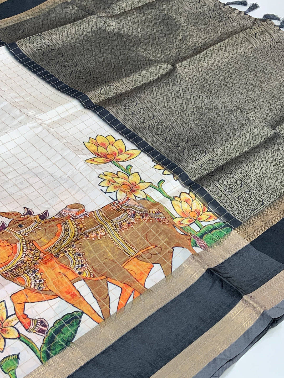 Tradition Kalamkari Satin Bentex Gadwal Saree