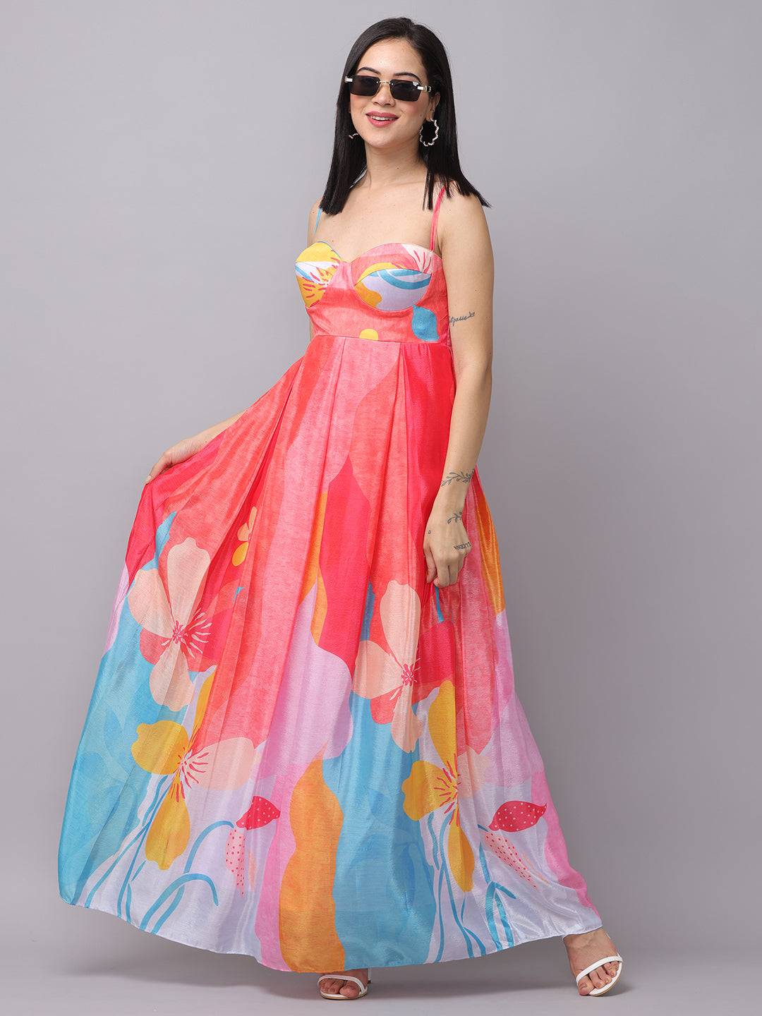 Rose Pink Sweetheart Neck Dress by My Store