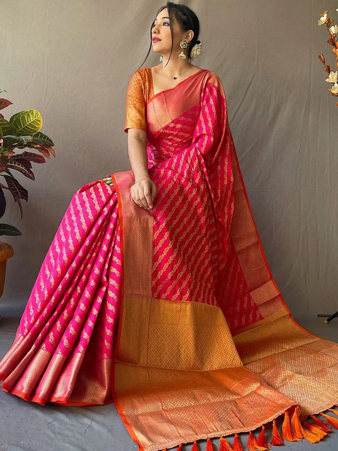 Elegance with the Hot Pink Patola Saree by My Store