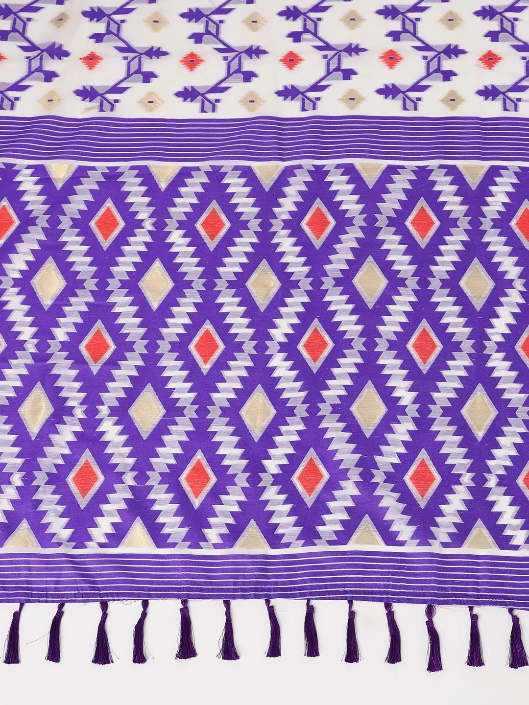Royal Purple Soft Dhakai Jamdani Silk Saree by My Store