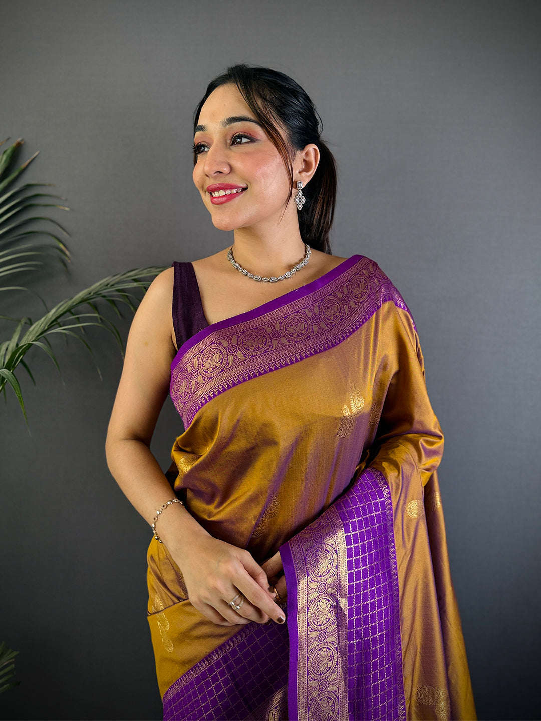 Golden Grace Tilak Butta Soft Silk Saree