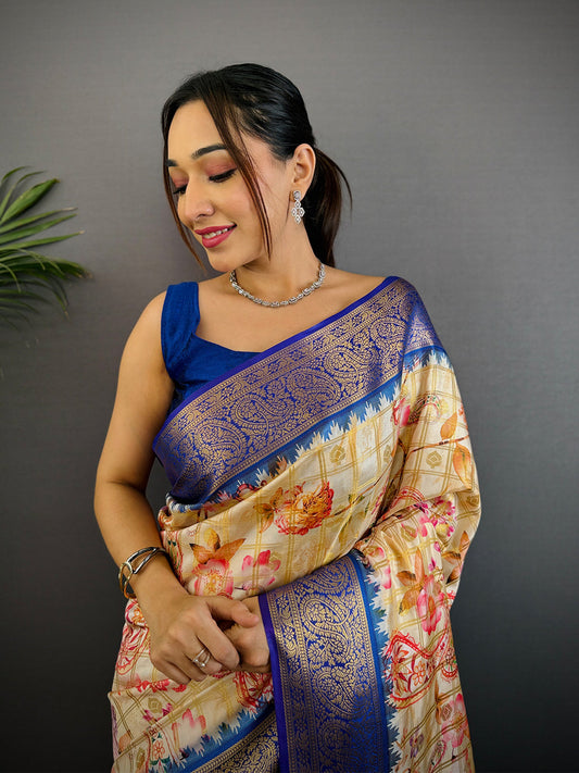 Heritage Banarasi Kalamkari Printed Saree by My Store