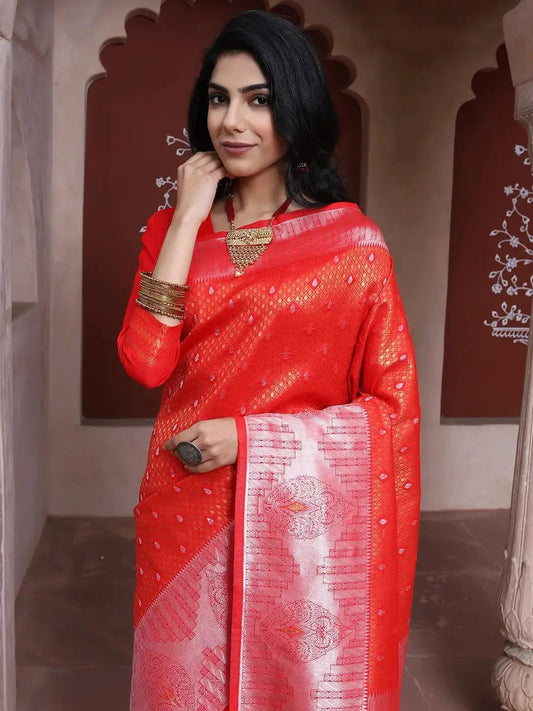 Kanjivaram Silk Saree With Zari Work by My Store
