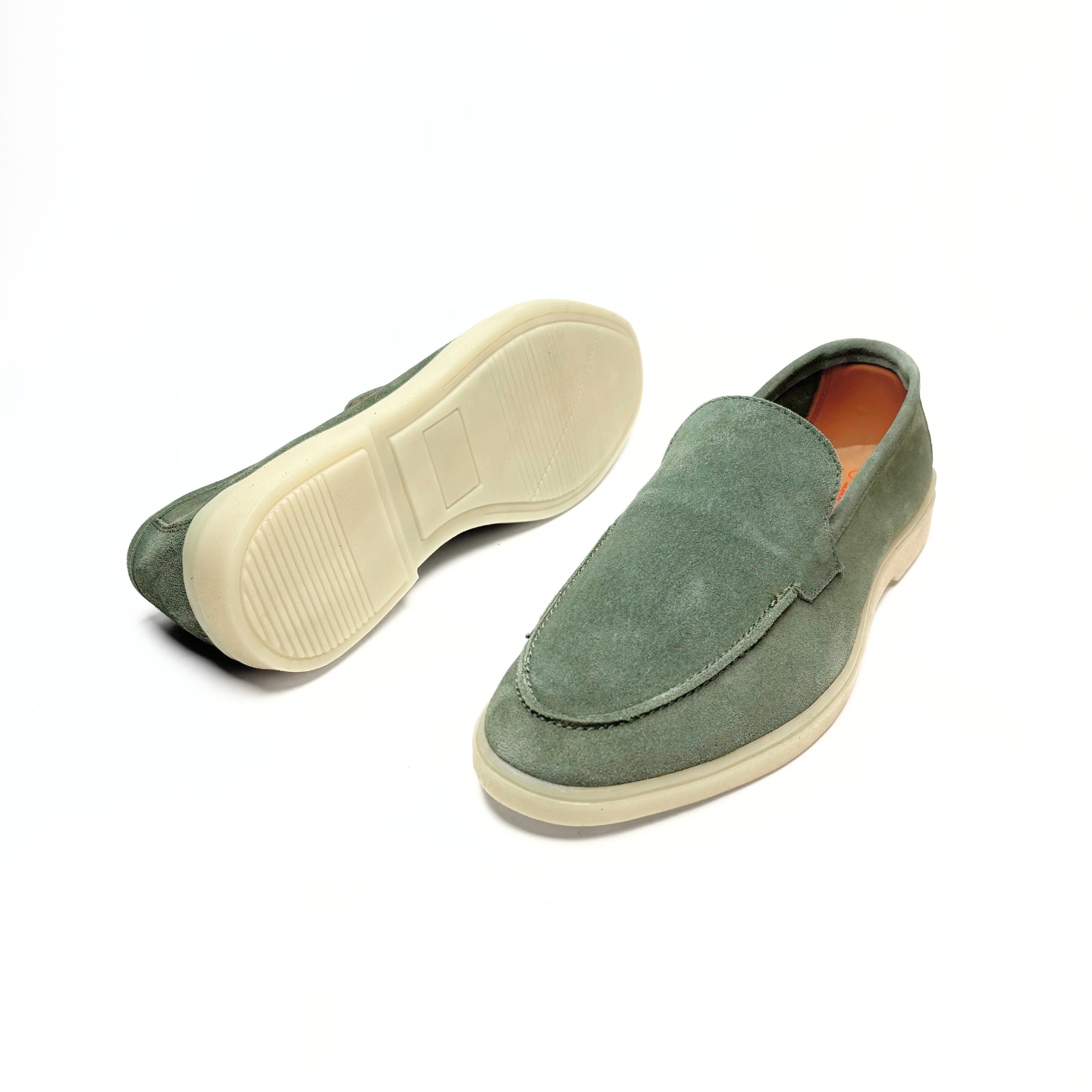 Old Money Suede Leather Loafers (Olive Green)