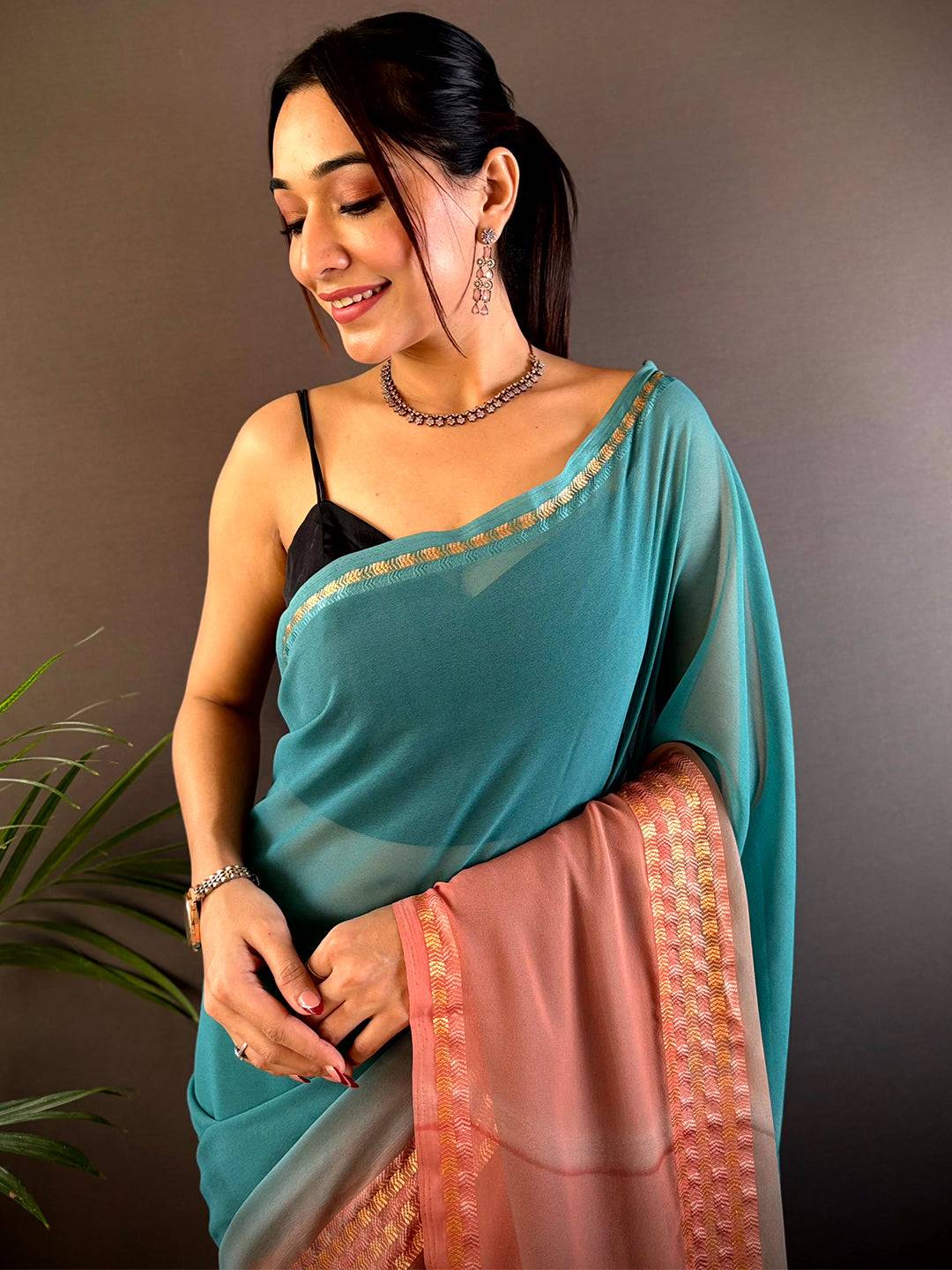 Rama Soft Georgette Concept Colour Saree by My Store