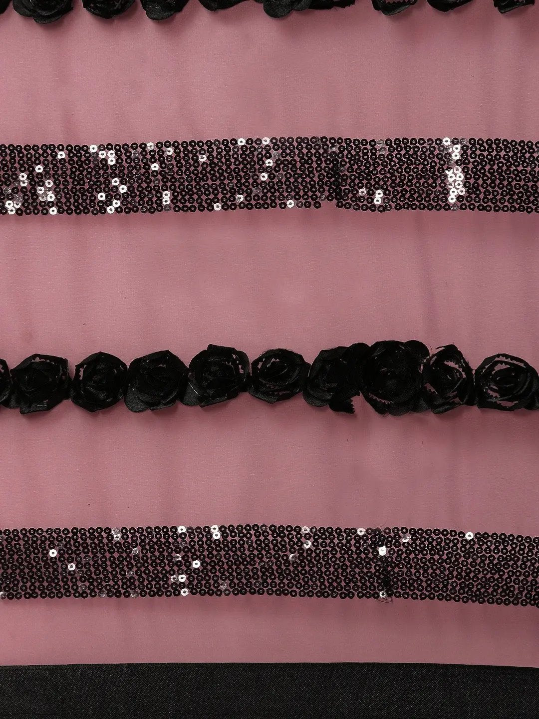 Poly Georgette Ribbon 3D Work Wine Colour Saree by My Store