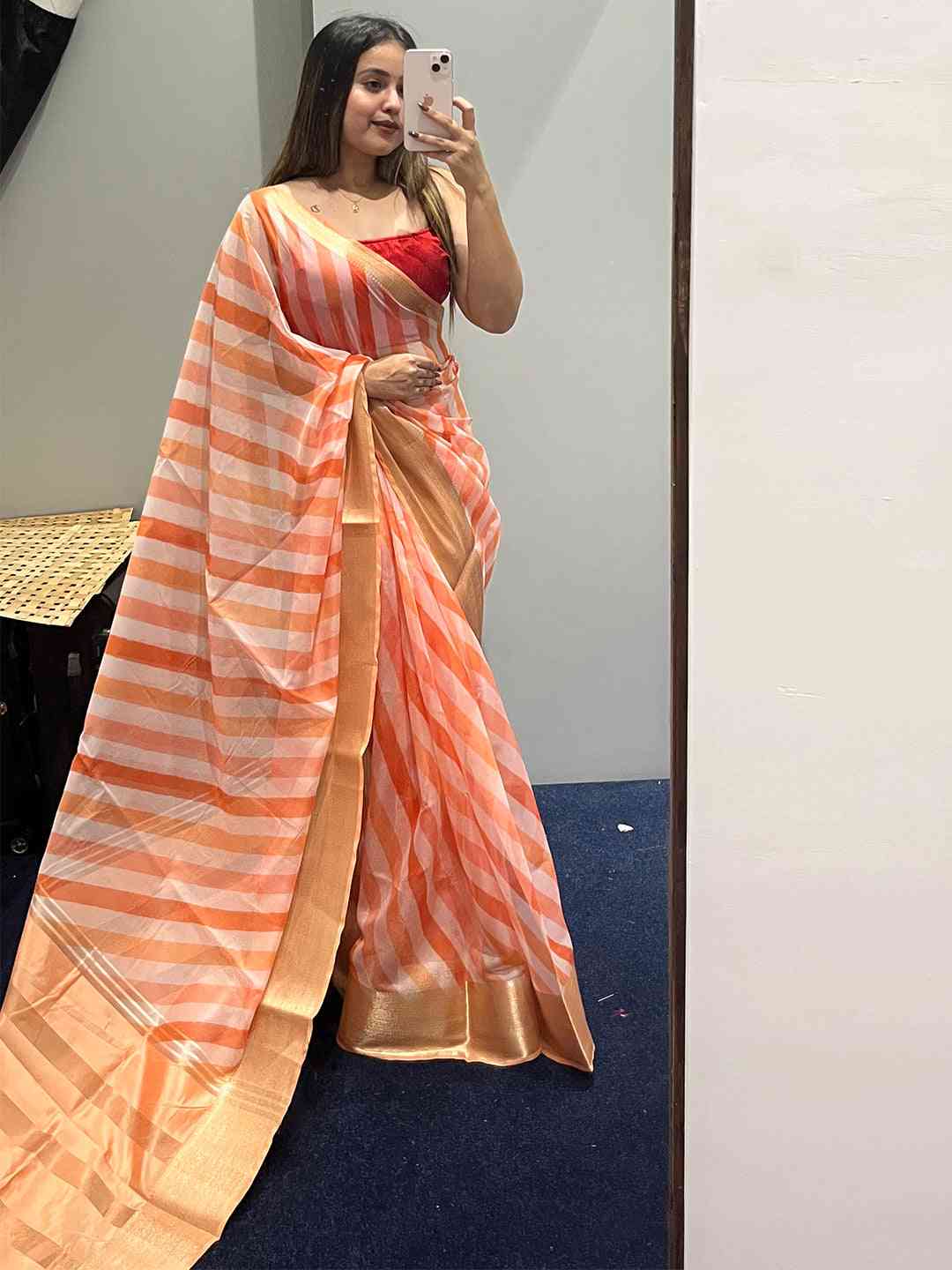 Soft Organza Leheriya Digital Print Party Wear Saree by My Store