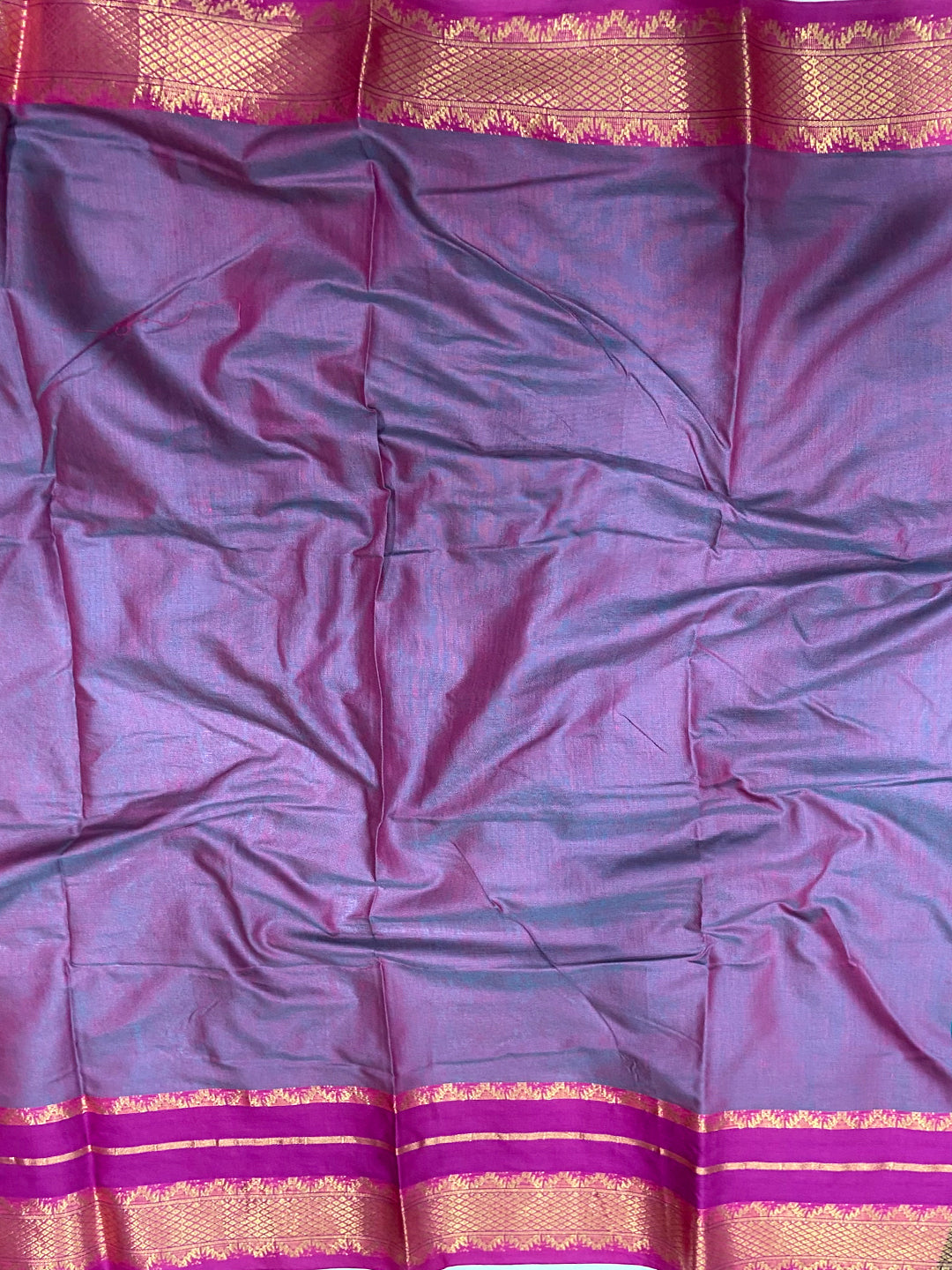 Gold Zari Magenta Accent Saree by My Store