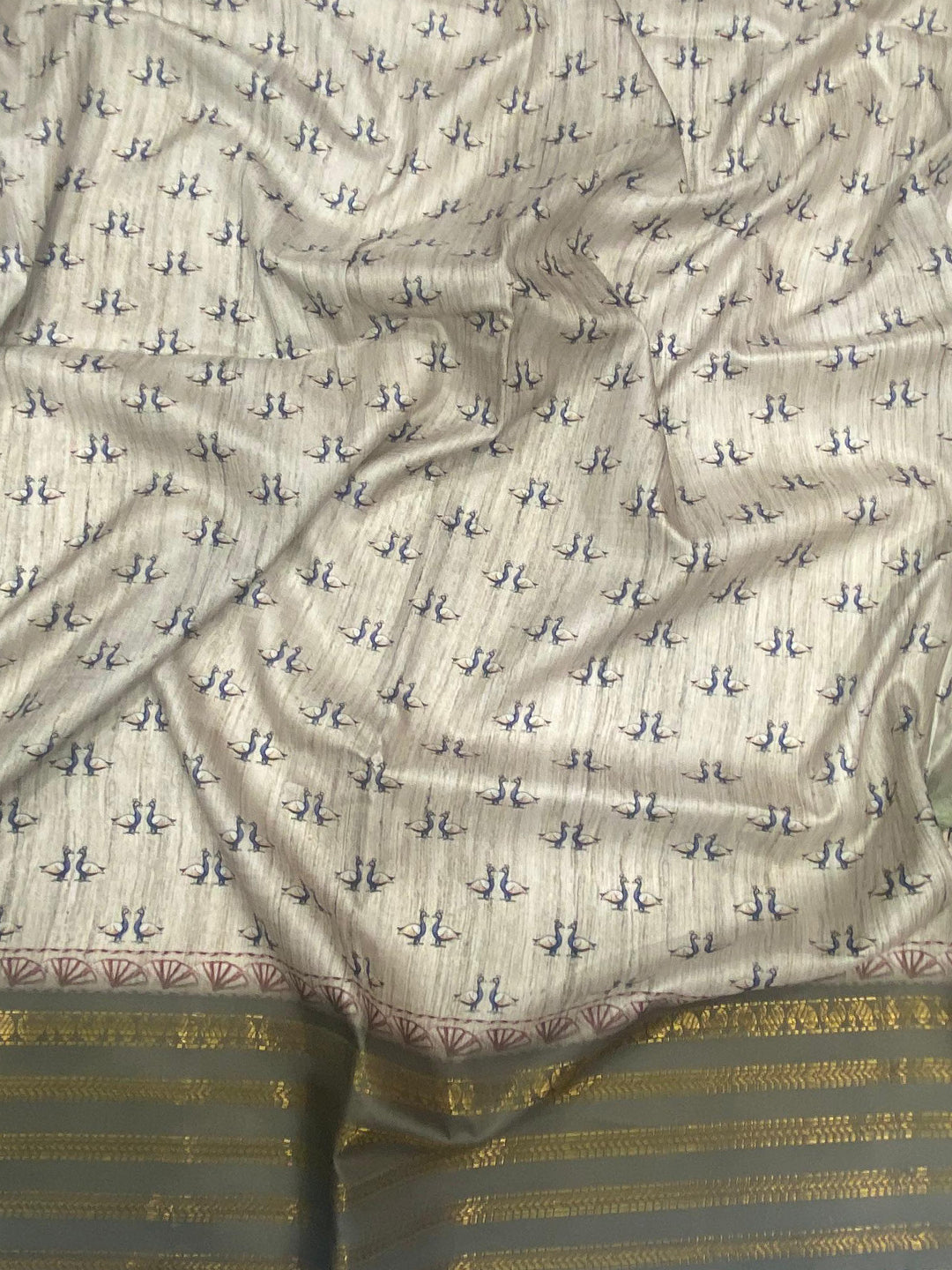 Elegant Soft Silk White Pichwai Prints Saree by My Store
