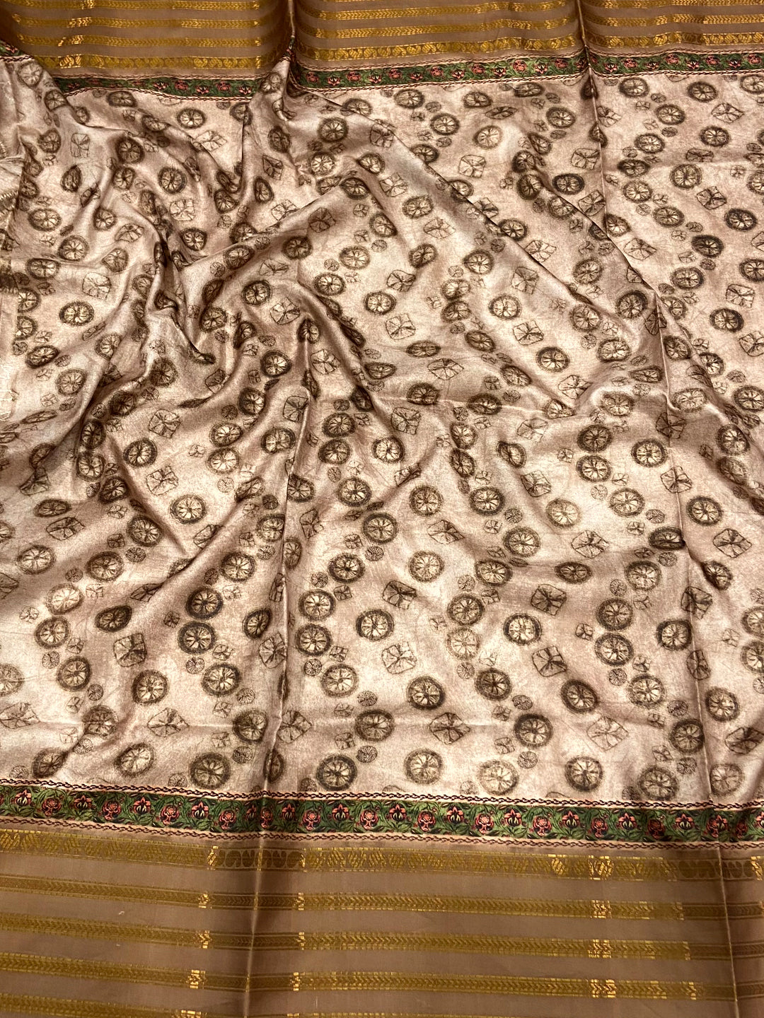 Brown Soft Silk Shibori Printed Saree by My Store
