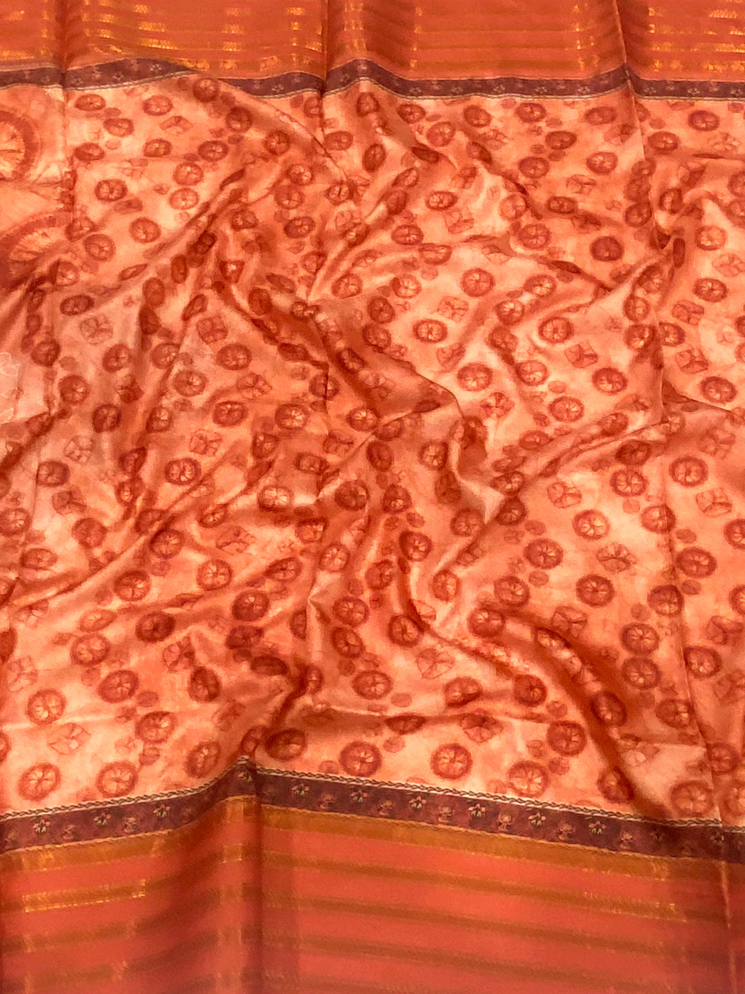 Rust Red Soft Silk Shibori Printed Saree by My Store