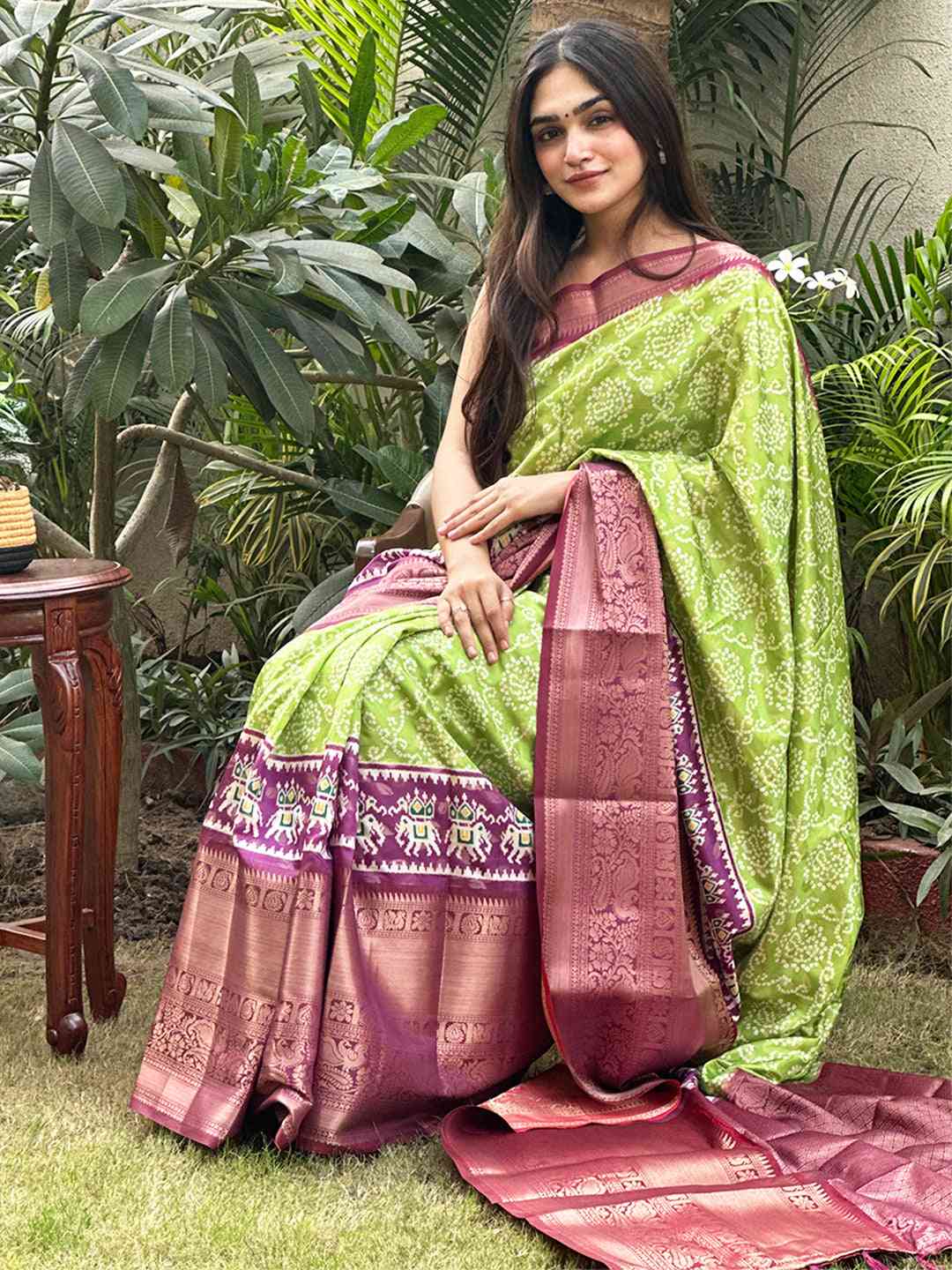 Soft Silk Bandhej Digital Printed Saree by My Store
