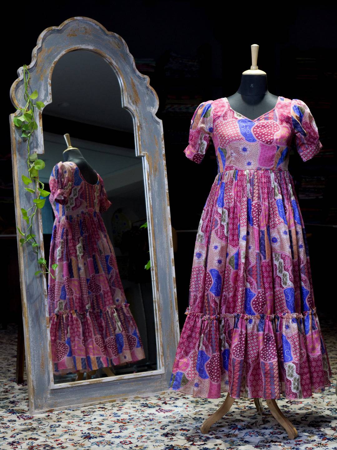 Desert Rose Patchwork Print Midi by My Store