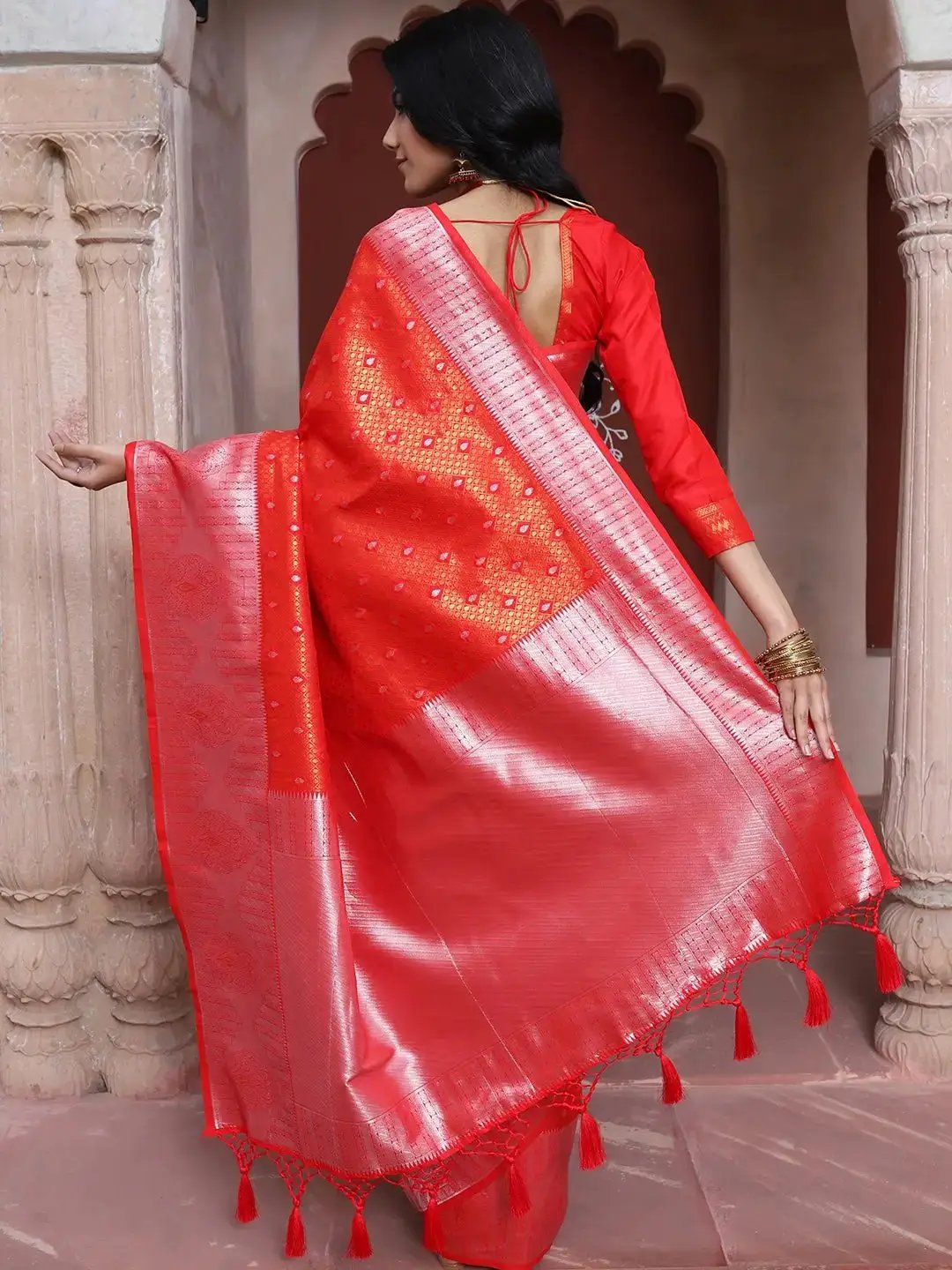 Kanjivaram Silk Saree With Zari Work by My Store