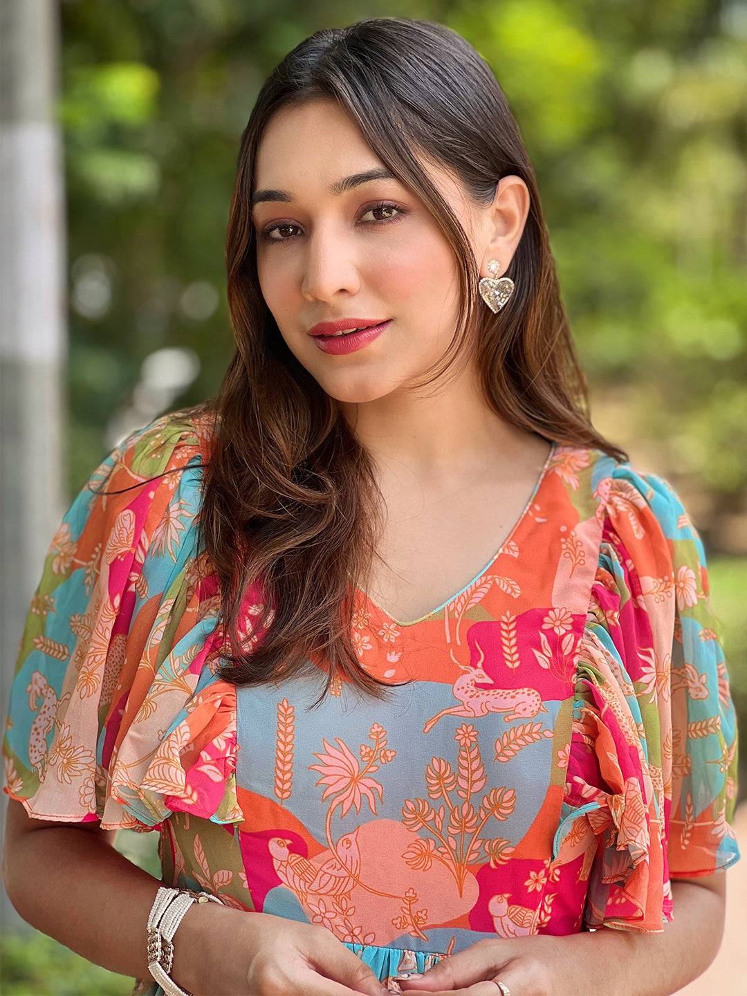 Floral Flared Multi Colour Flary Dress by My Store