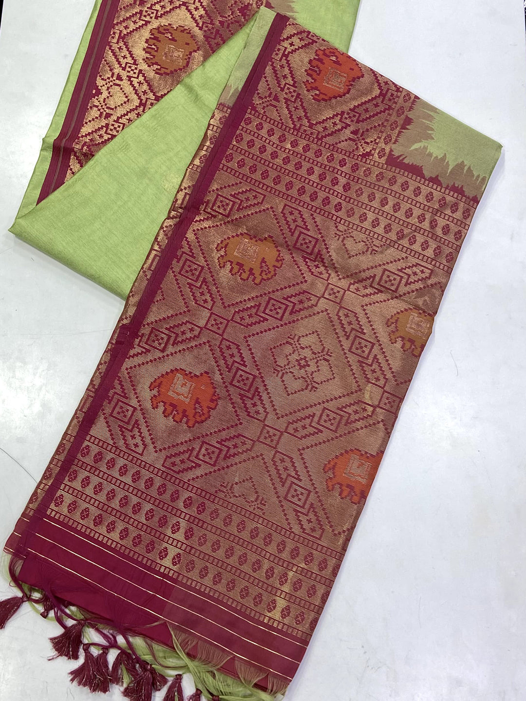 Regal Pista Silk Zari Weaving Saree by My Store
