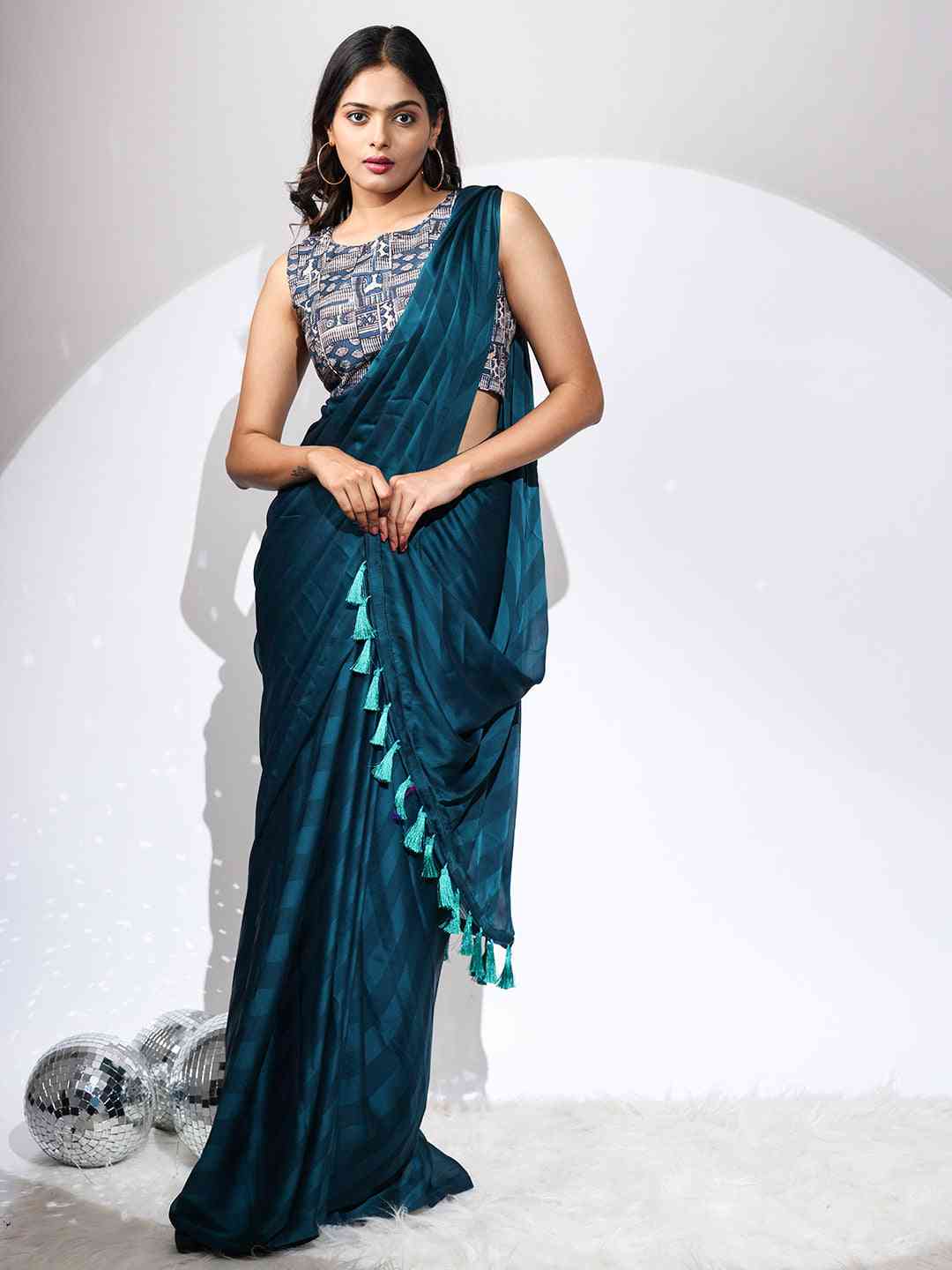 Pure Chiffon Dual Tone Party Wear Designer Saree by My Store