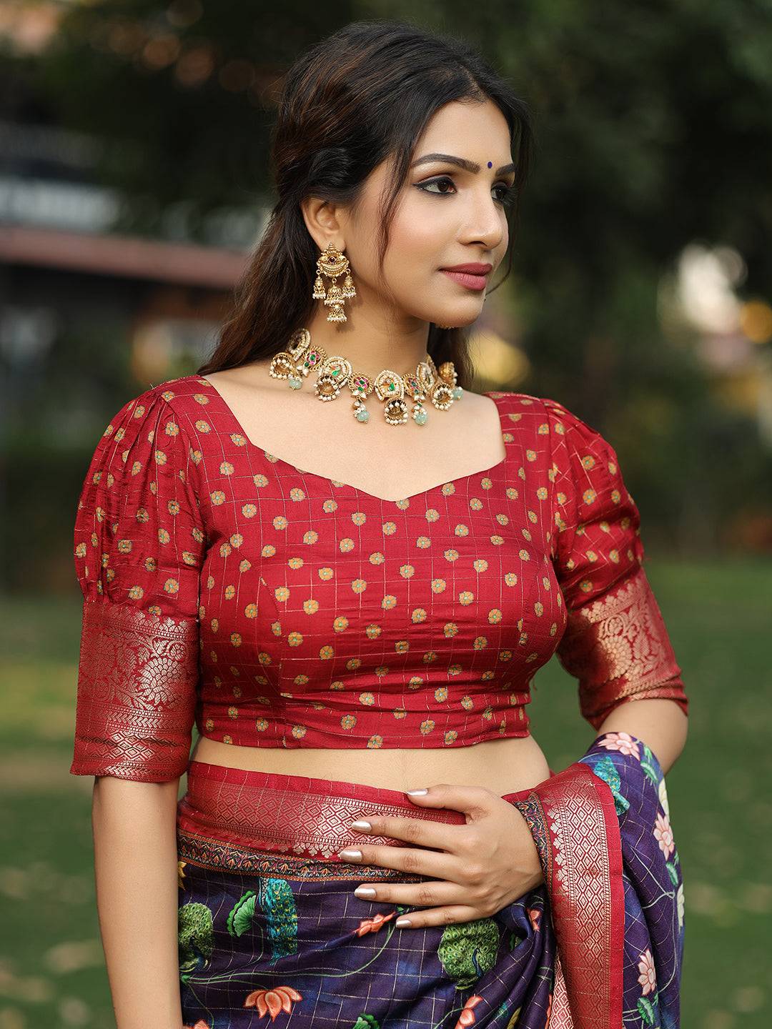 Navy Colour Pure Viscose Dola Silk Saree With Mughal Motifs - Luxe by My Store