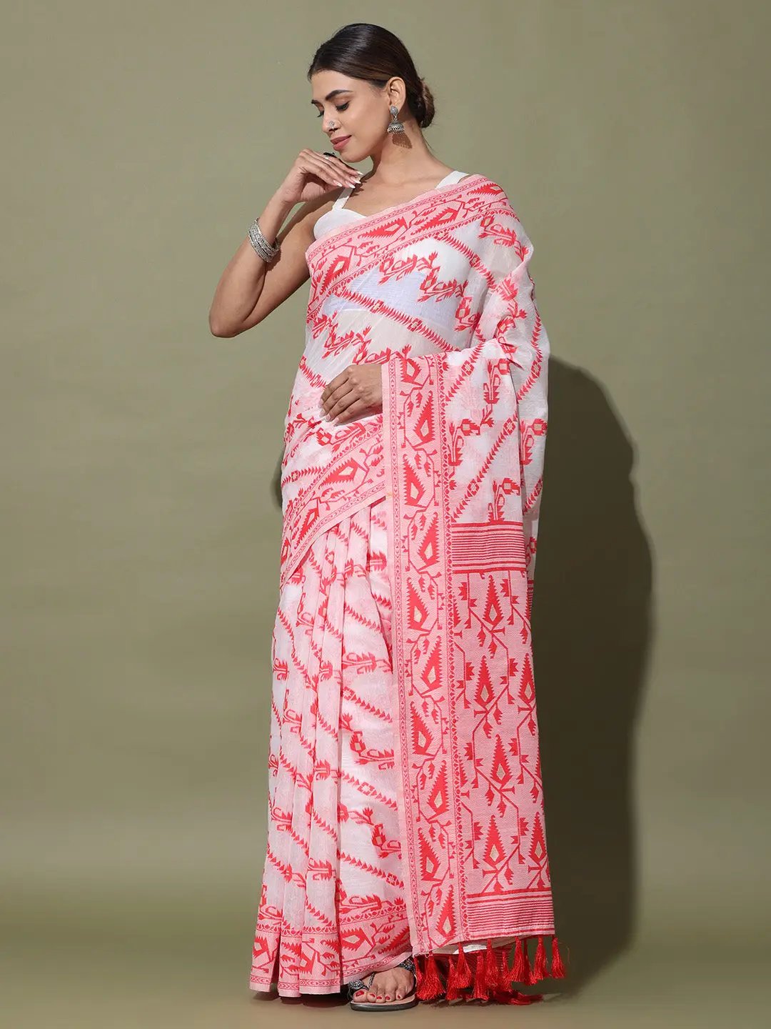 Lovely Dhakai Jamdani Light Weight Cotton Silk Saree by My Store