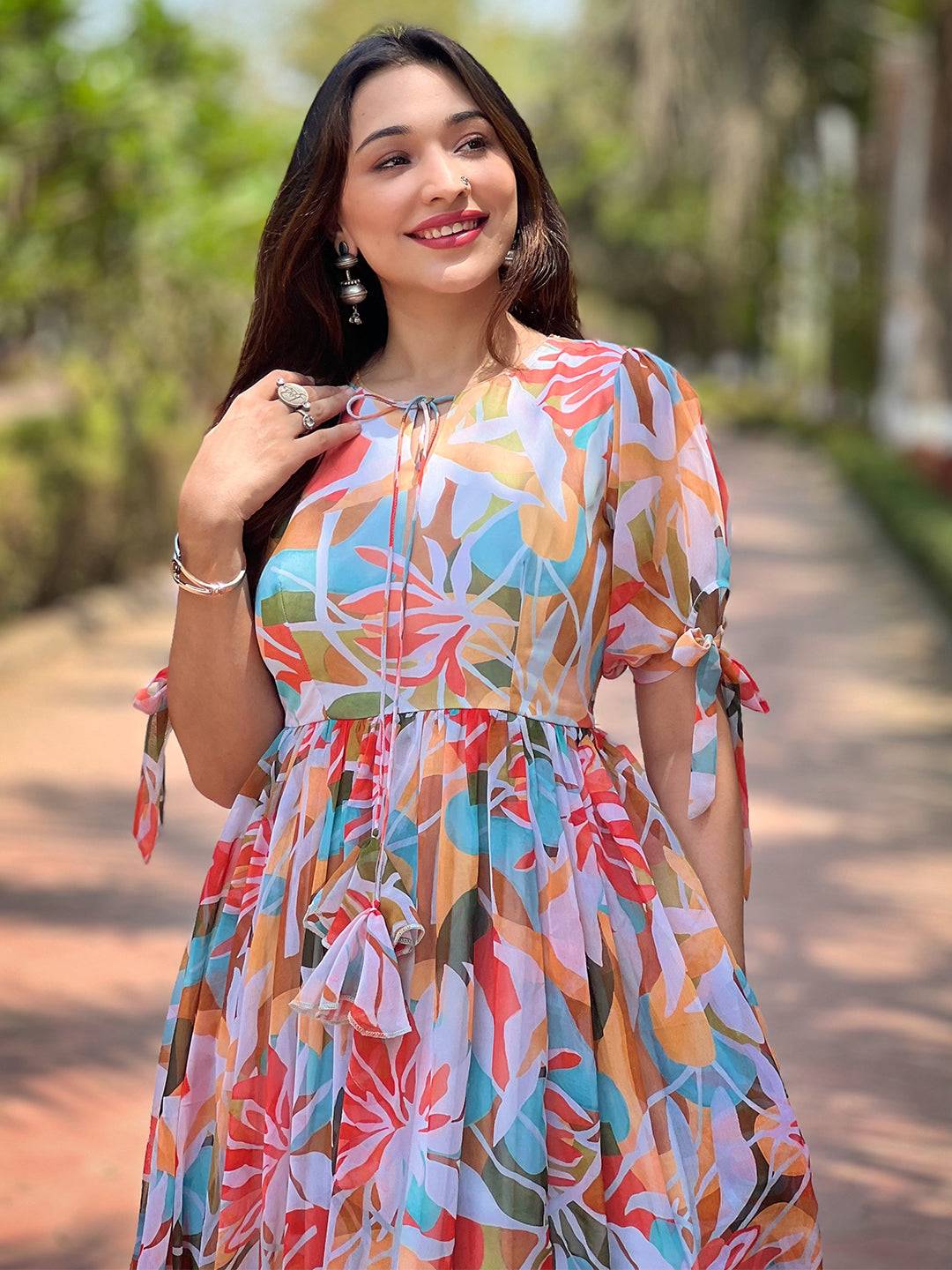 Rainbow Abstract Printed Dress by My Store