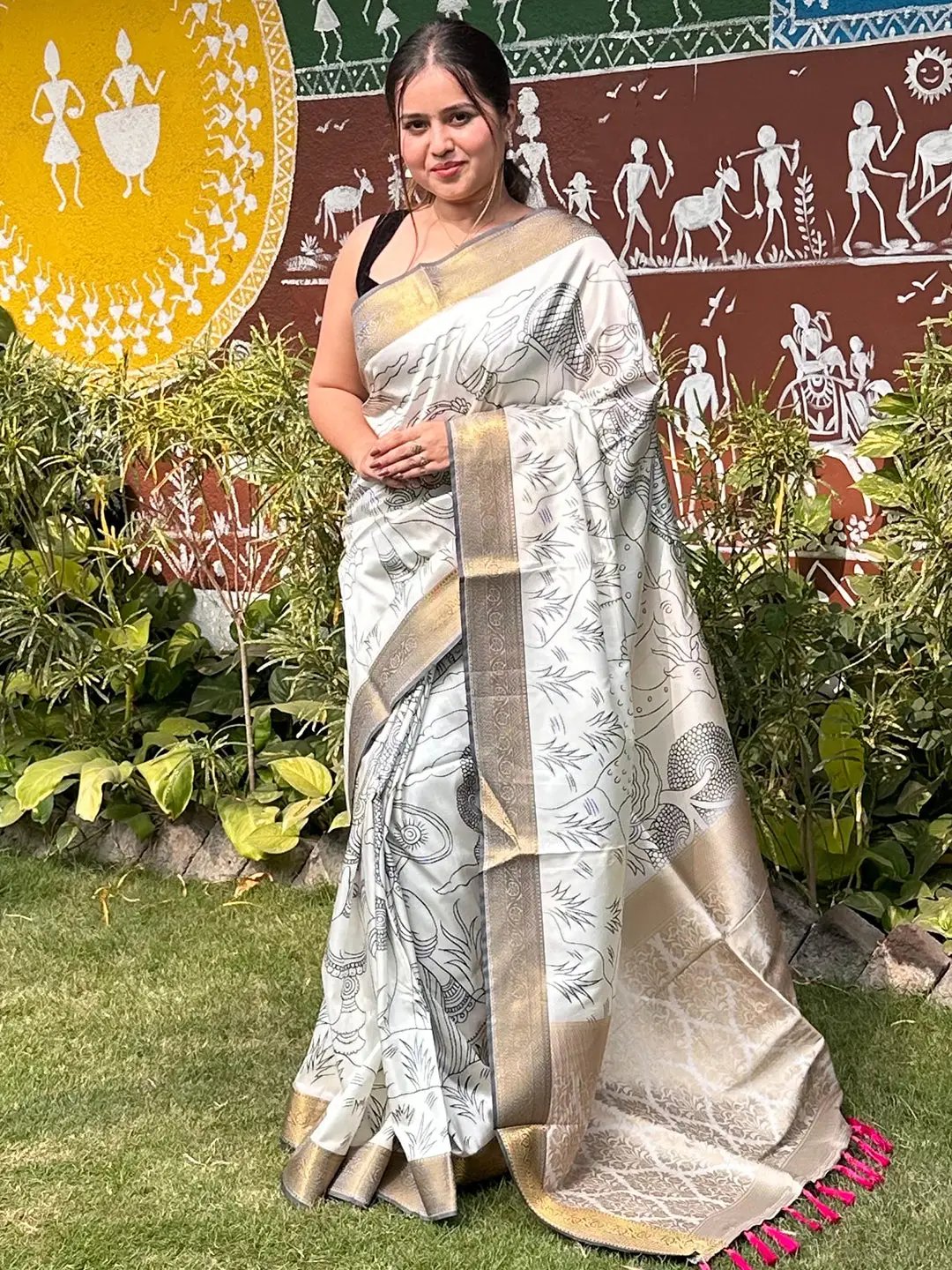 Stunning Kalamkari and Block Print Work Saree