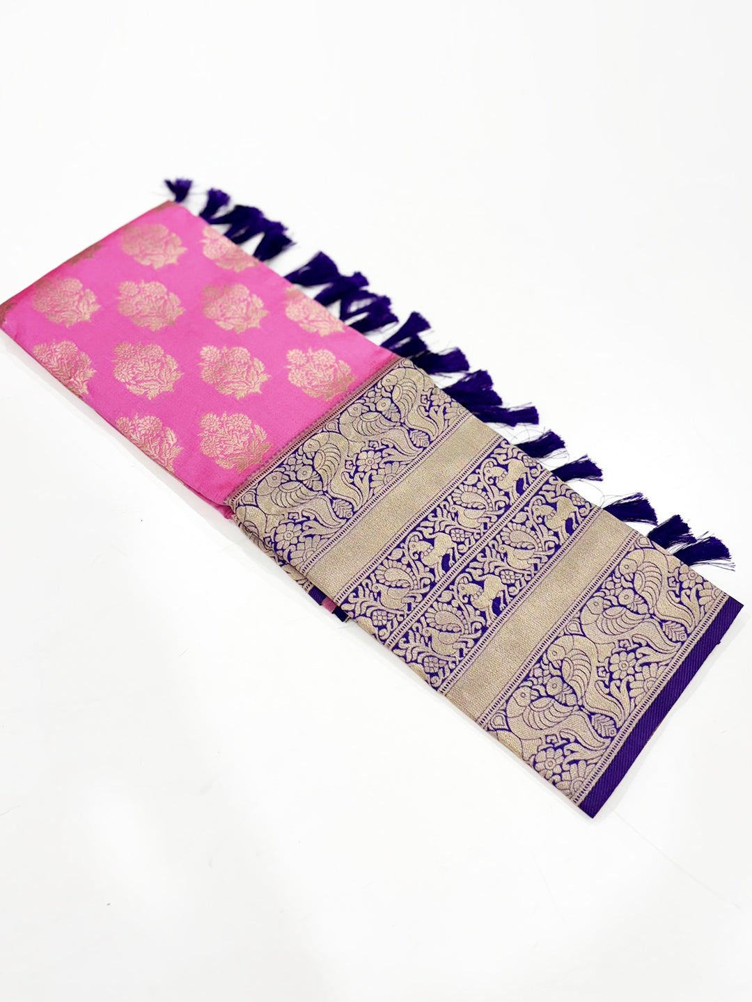 Fushsia Pink Woven Design Banarasi Saree by My Store