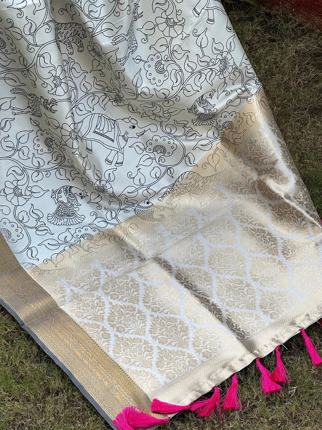 Stunning Kalamkari and Block Print Work Saree by My Store