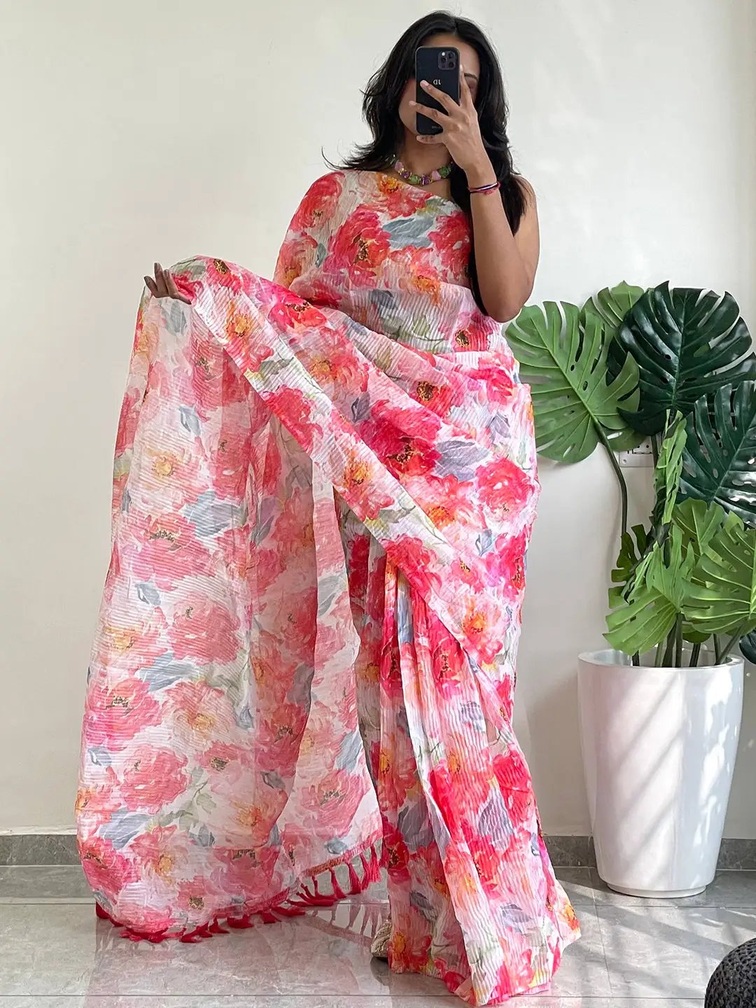 Elevate Your Style with Multy Colored Print Bollywood Design Crash Saree by My Store