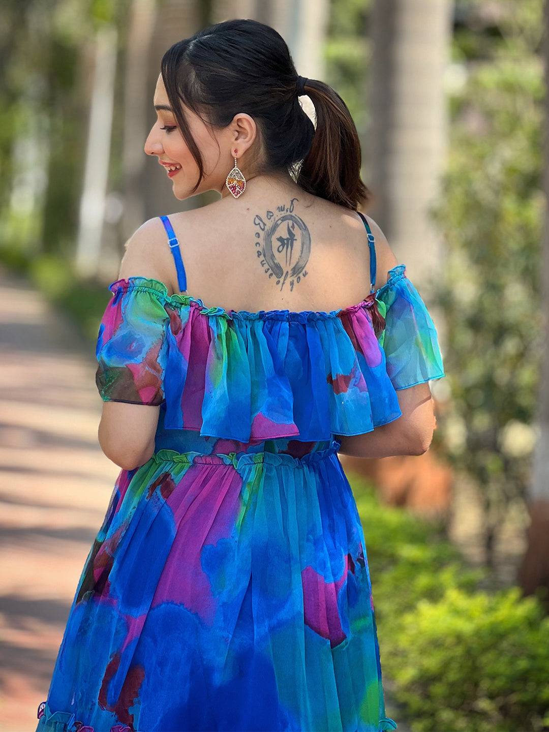 Persian Blue Abstract Print Dress