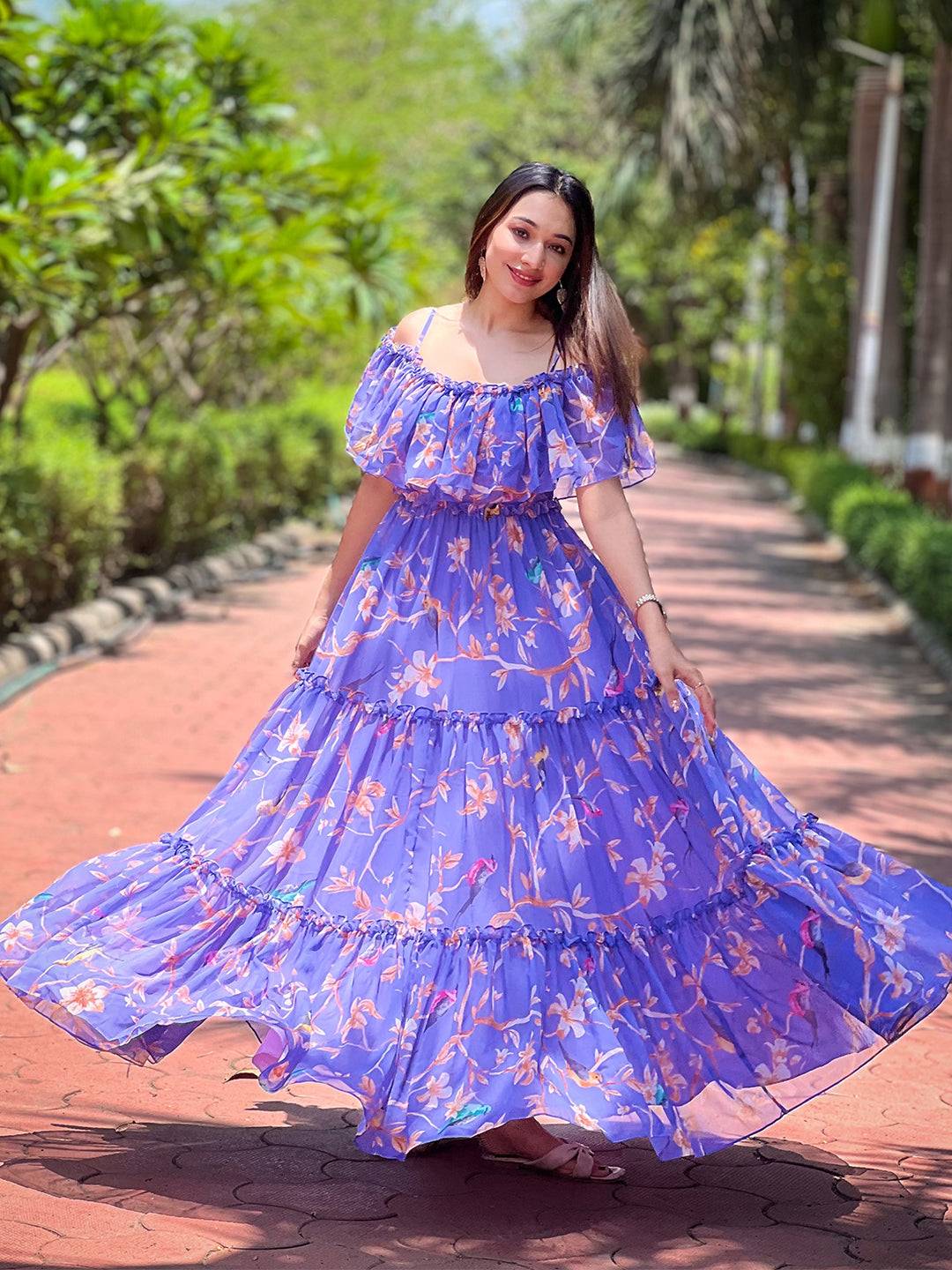 Purple Martini Floral Maxi Dress by My Store