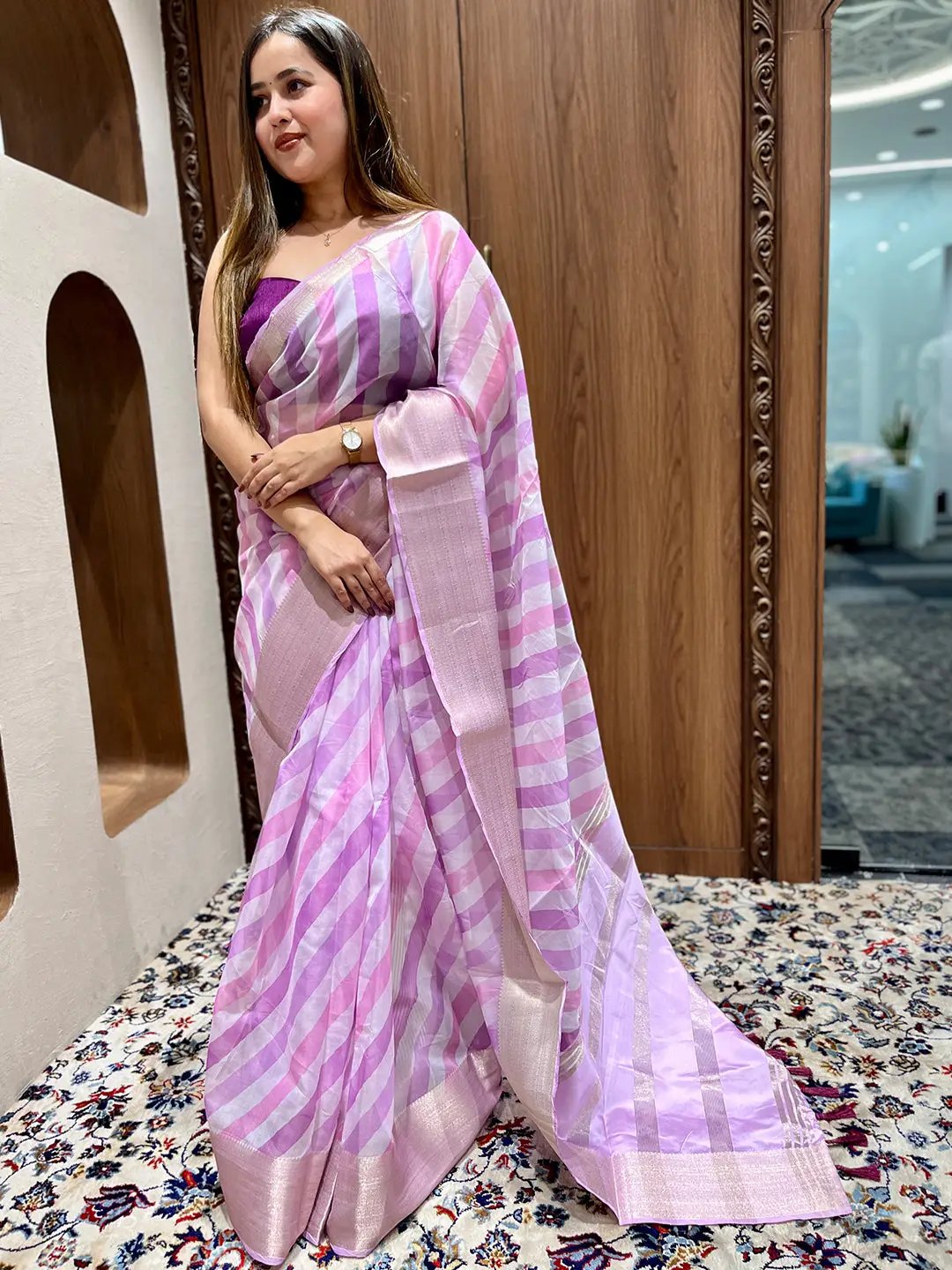 Soft Organza Leheriya Digital Print Party Wear Saree by My Store
