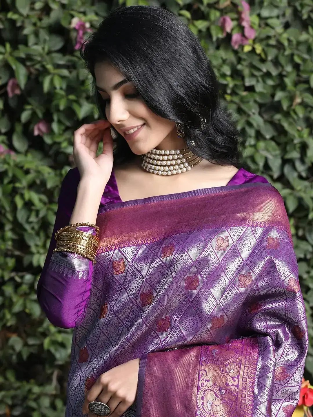 Kanjivaram Silk Saree With Zari Work by My Store