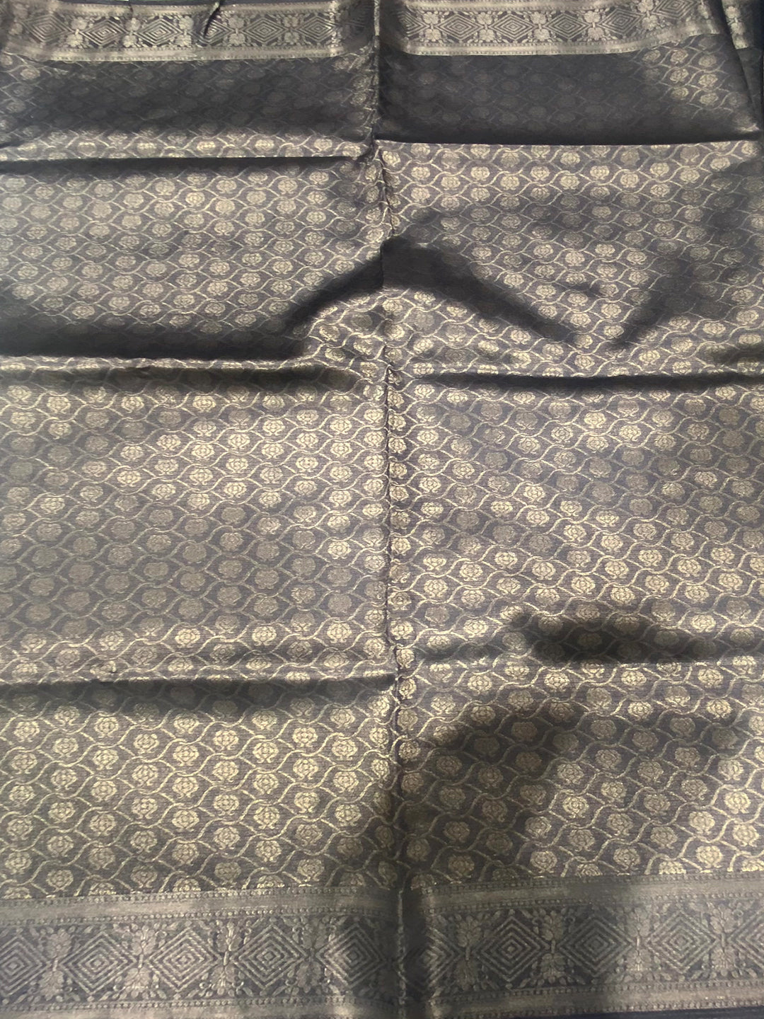 Grey Ghicha Weave Floral Saree by My Store