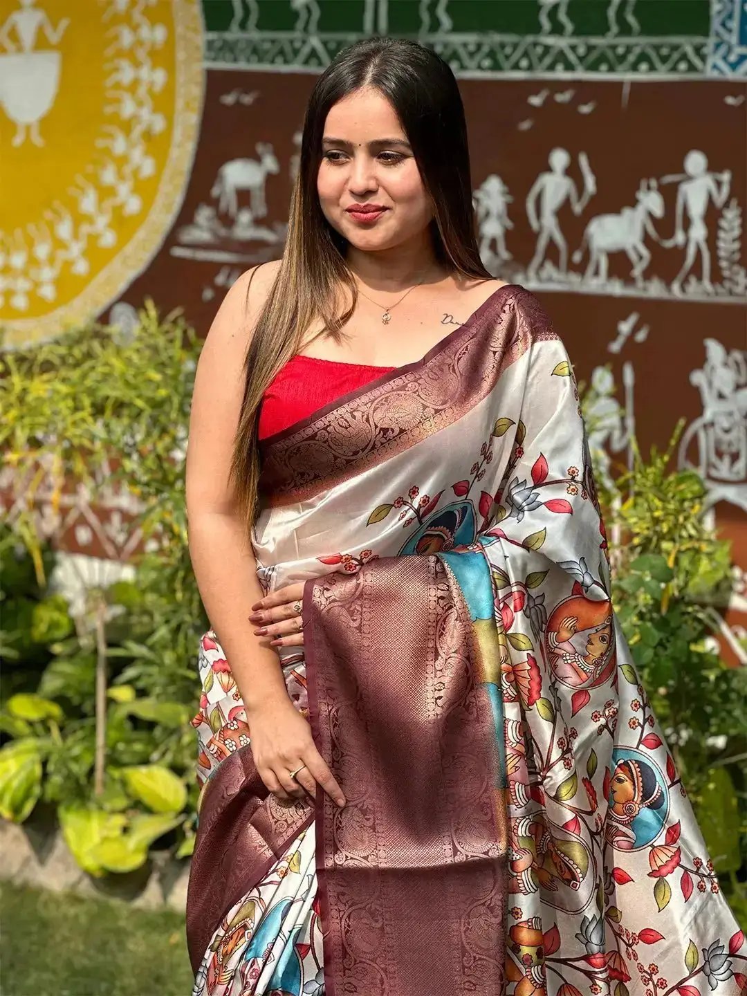 Soft Silk Kalamkari Digital Print Saree by My Store