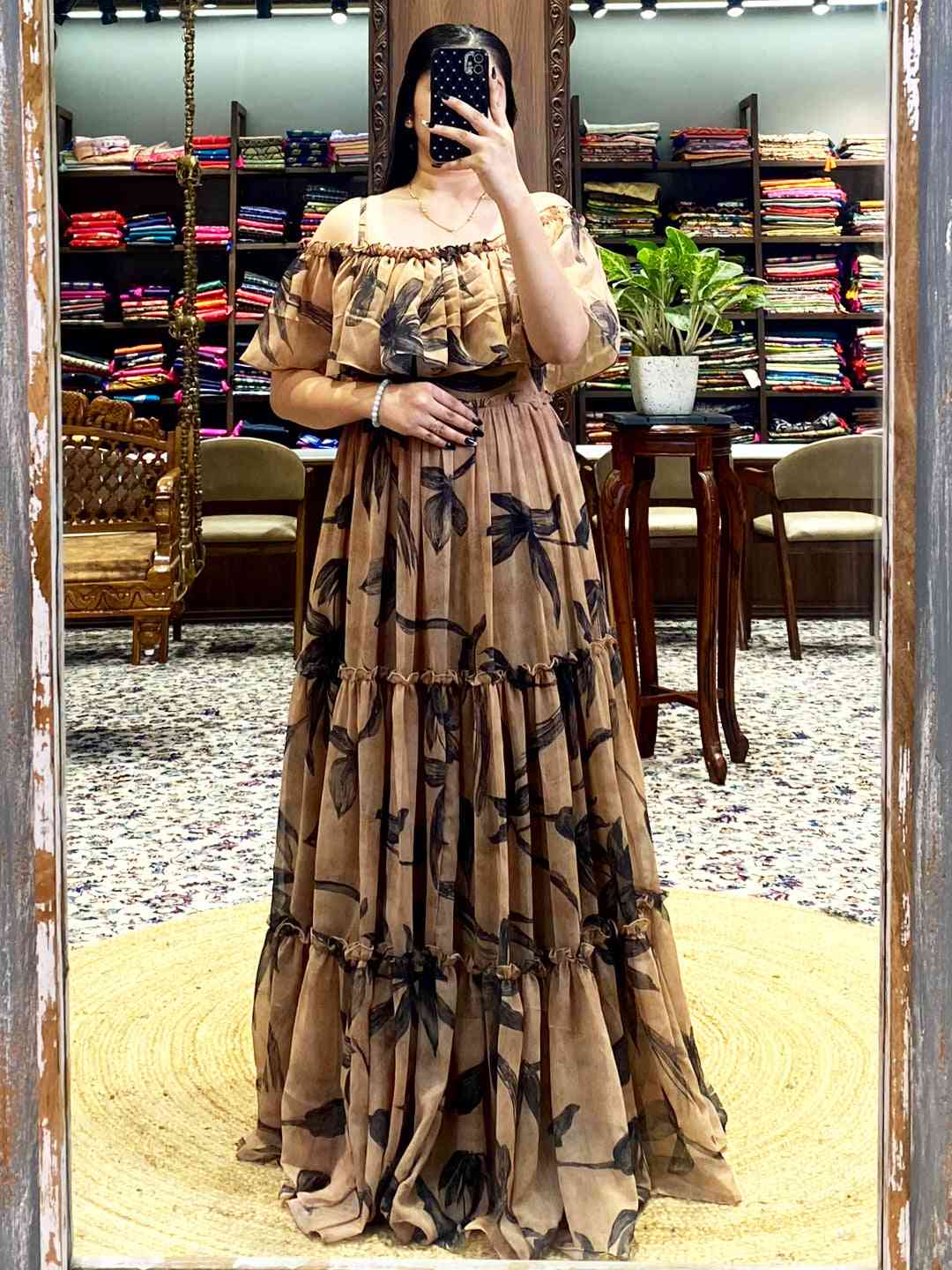 Botanical Off-Shoulder Ruffle Dress by My Store