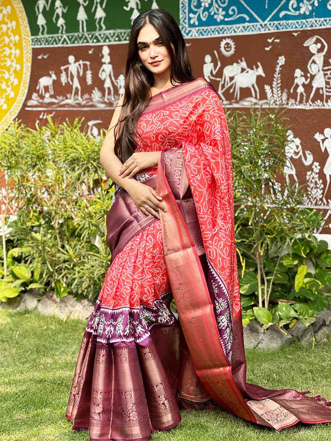 Soft Silk Bandhej Digital Printed Saree by My Store