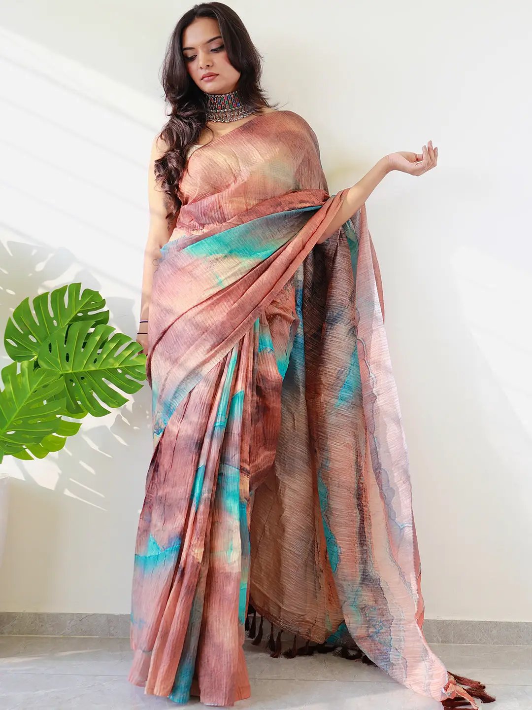 Elevate Your Style with Multy Colored Print Bollywood Design Crash Saree by My Store