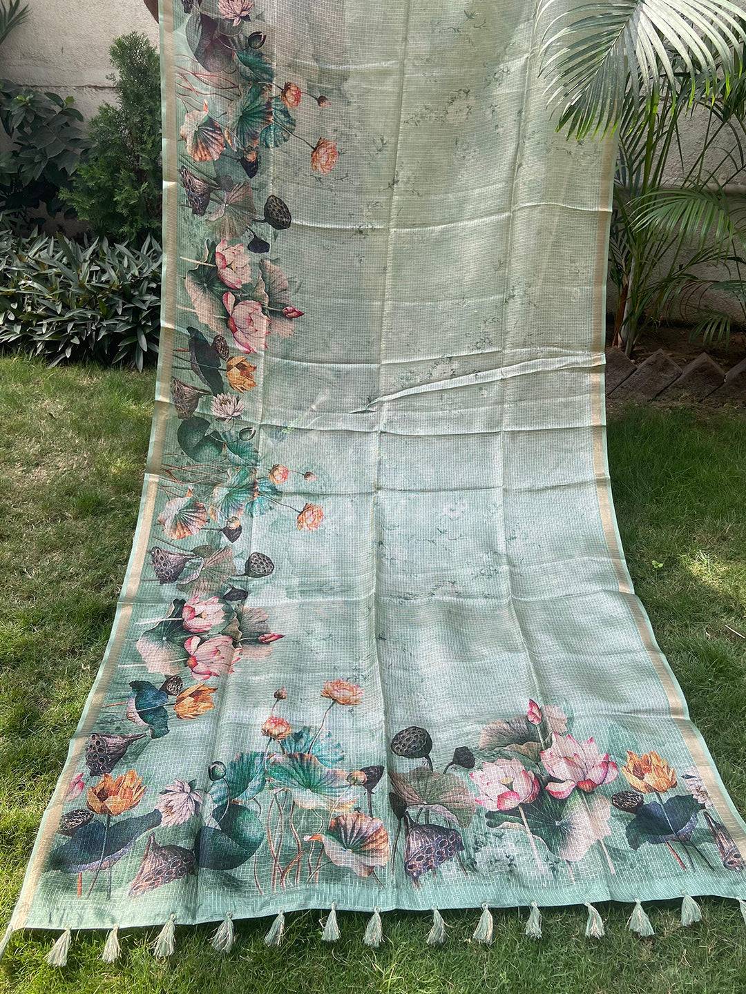 Beautiful Soft Kota Doriya Silk Saree With Floral Print