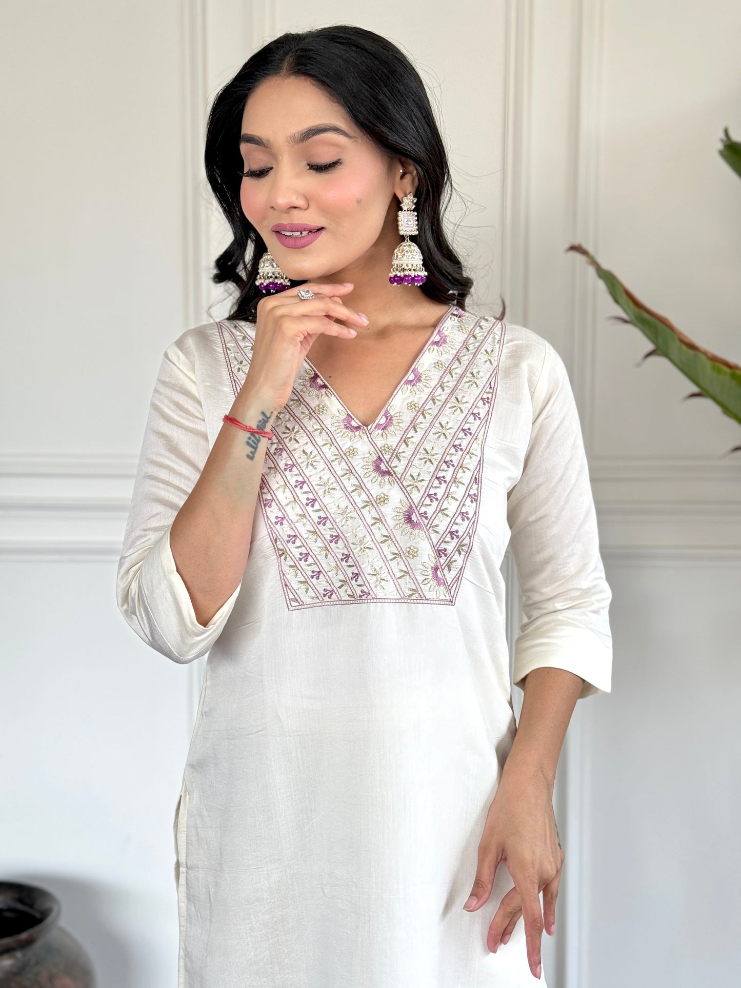 Women's Wear Readymade White Kurta Set