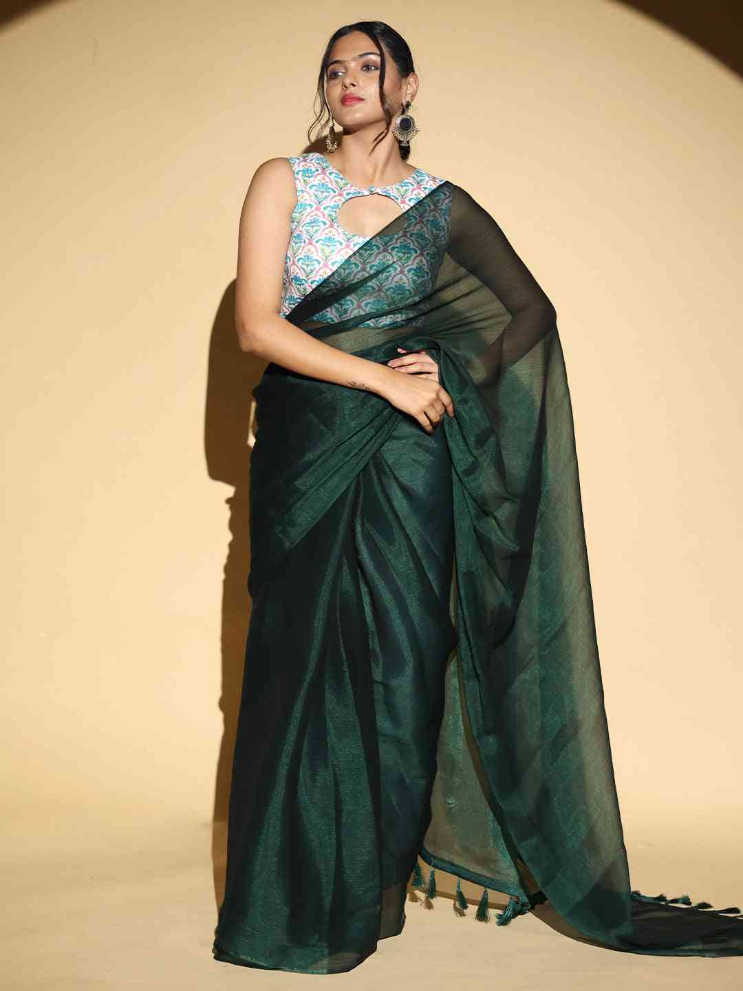Chiffon Dual Tone Party Wear Design Saree by My Store