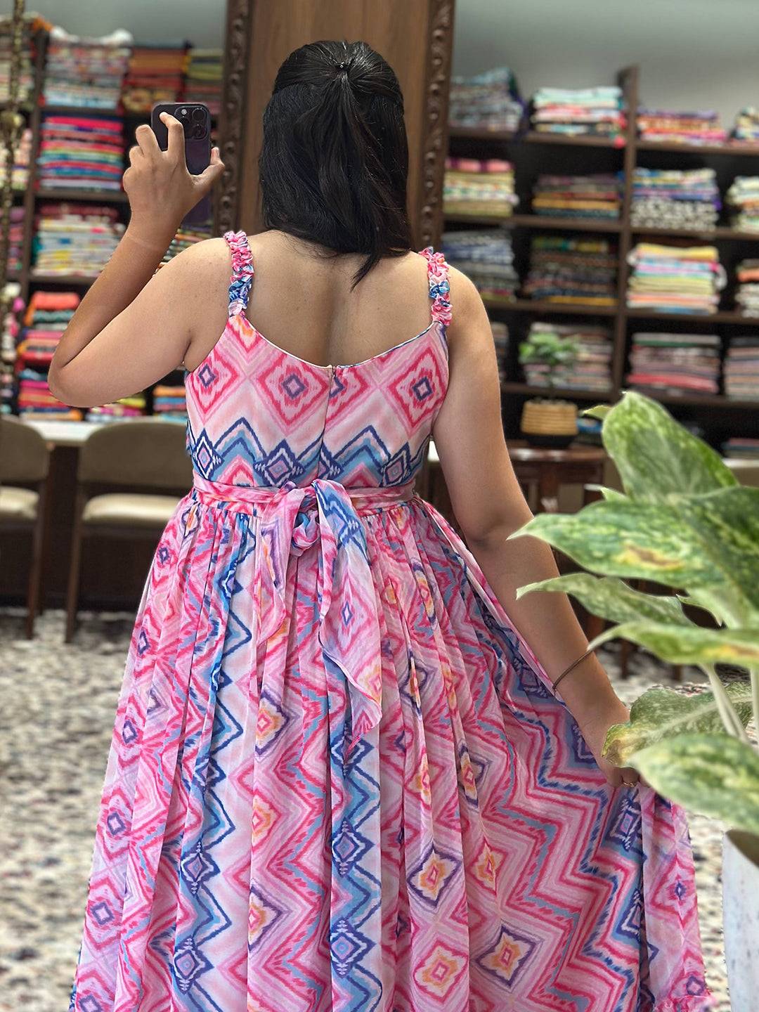 Primrose Pink Paan Neck Dress by My Store